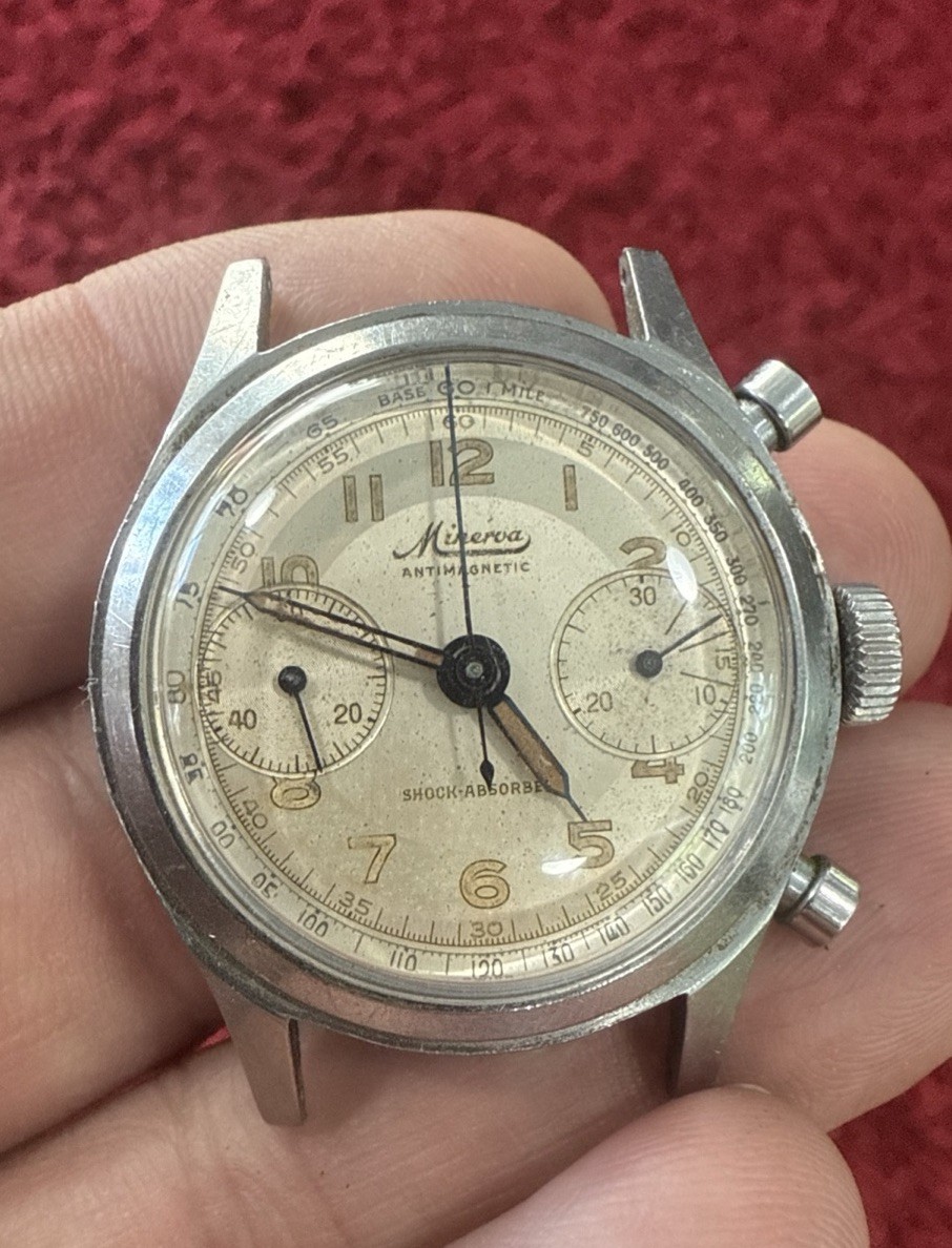 Minerva ref. 1335 Manual Wind Chronograph cal. 13-20 for restoration.