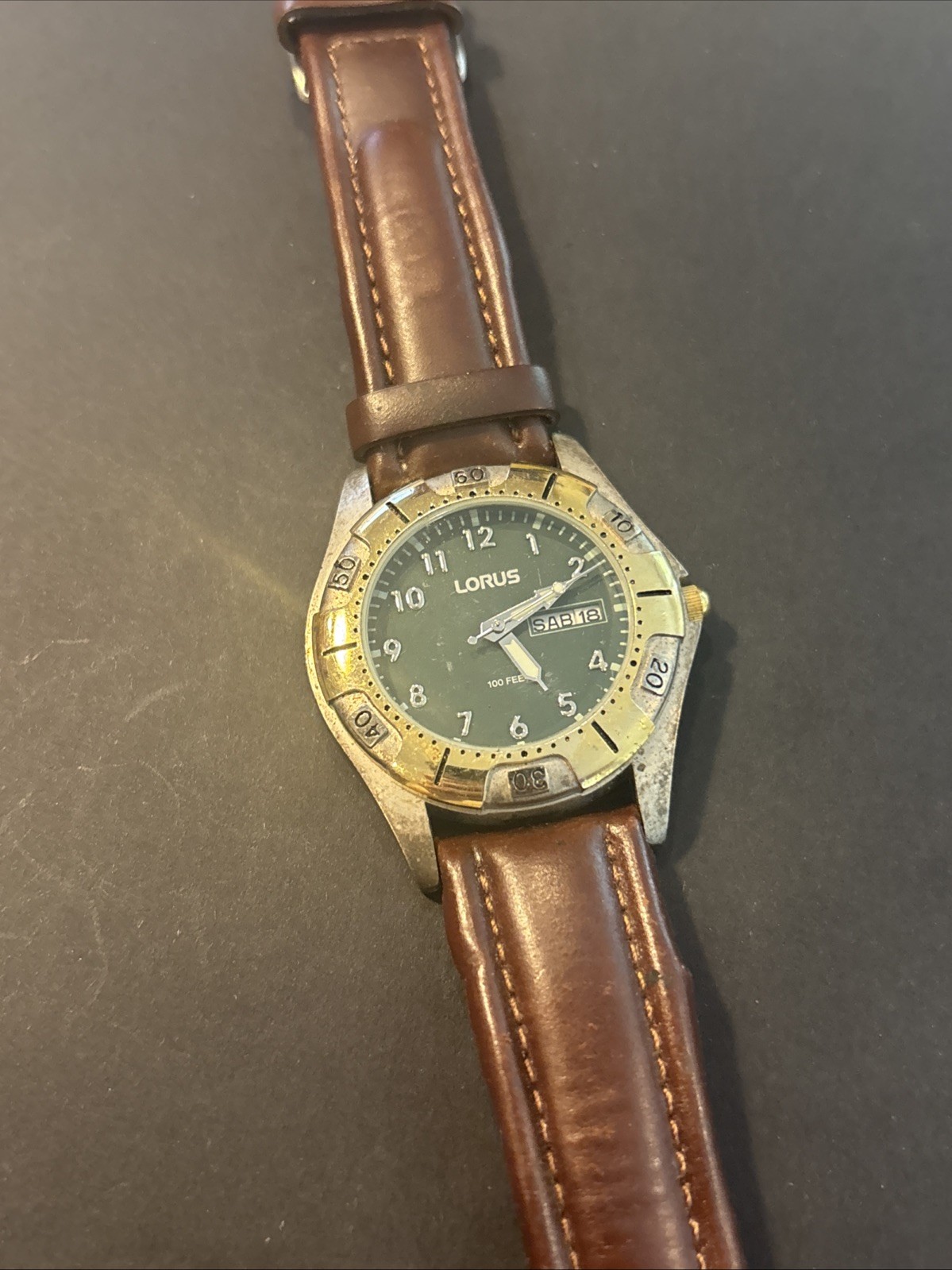 Lorus By Seiko Day-Date 100 Feet Watch Men’s For Parts-Repair-Restoration As Is
