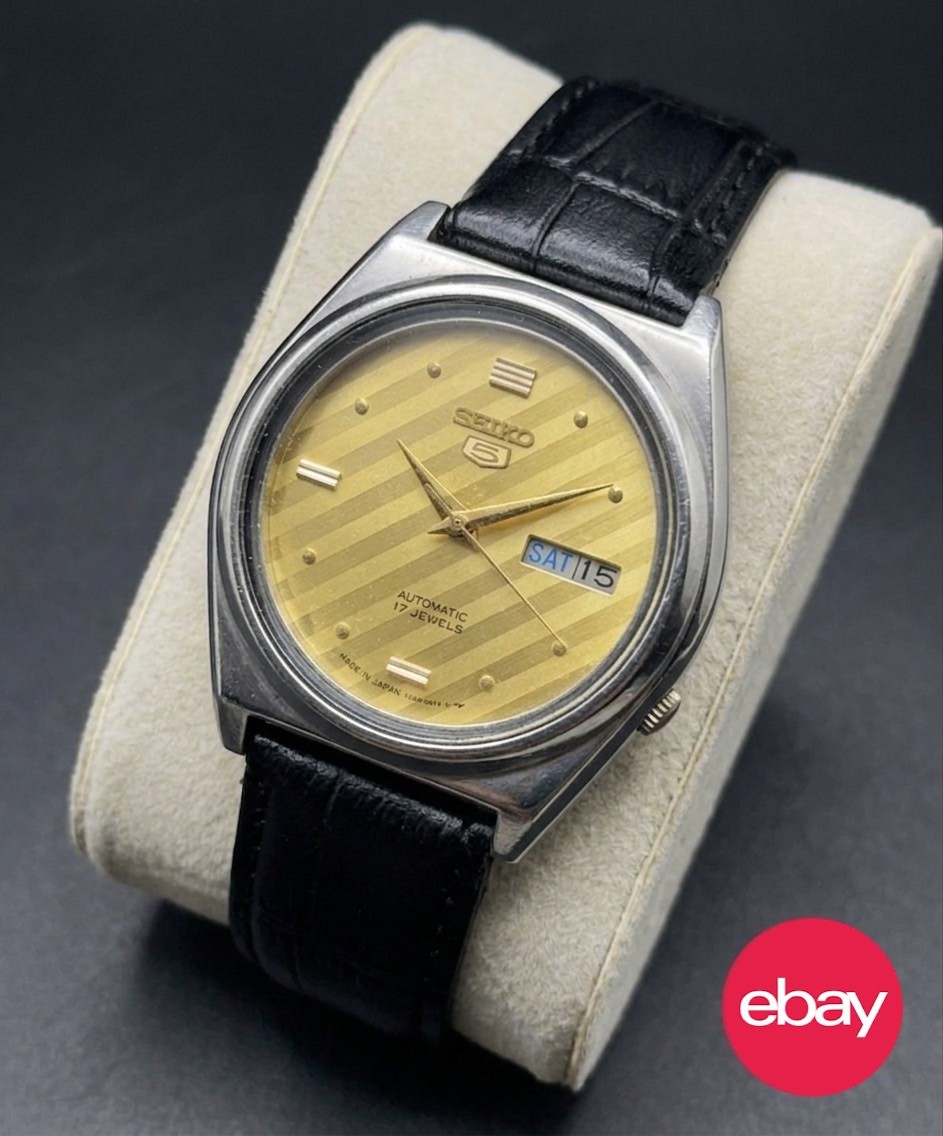 Rare Vintage Seiko 5 Men’s Automatic – 7009-6140 Gold Dial – Genuine Leather