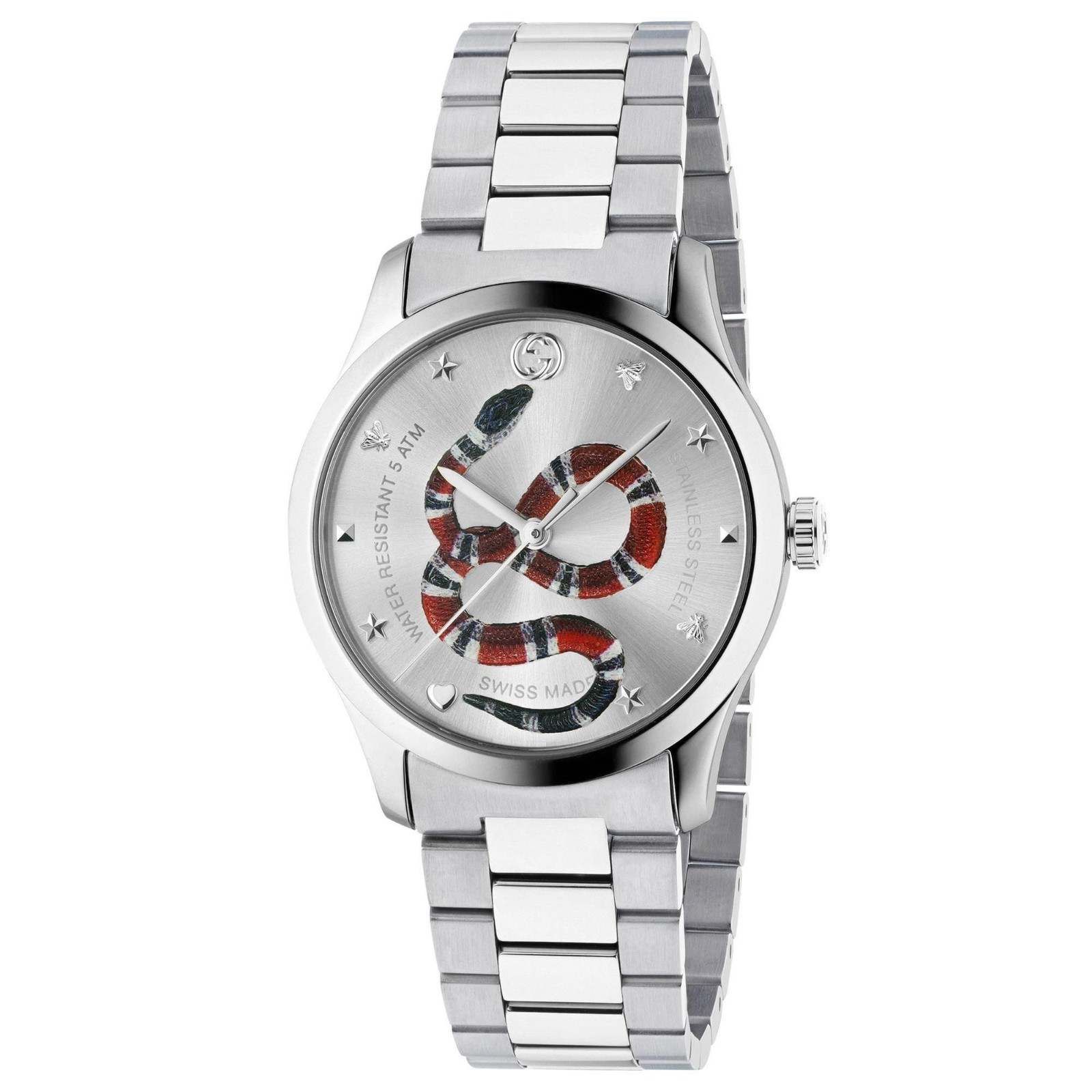 Gucci G-Timeless Quartz Silver Snake Dial Stainless Steel Unisex Watch YA1264076