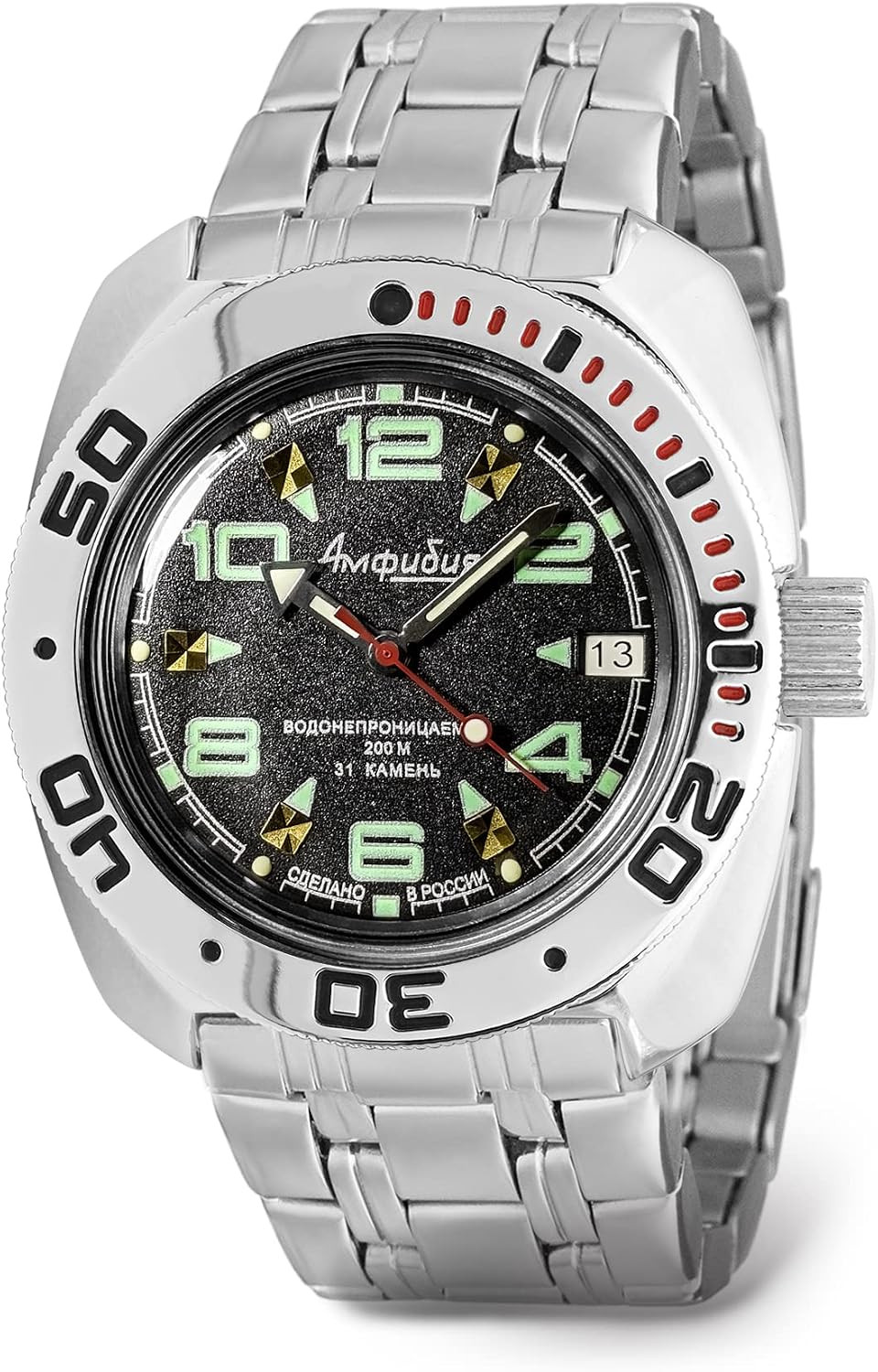 Amphibian Automatic Self-Wind Diver Watch | 200M WR | Black Dial 40mm
