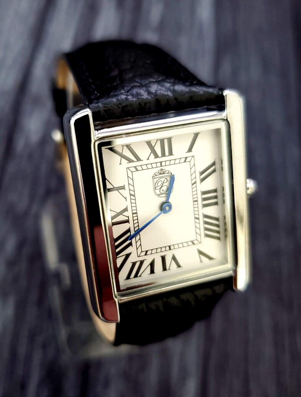 NICE Pierre Lucerne 1888 Vintage Tank Style Swiss Inspired Mens Watch Blk Band