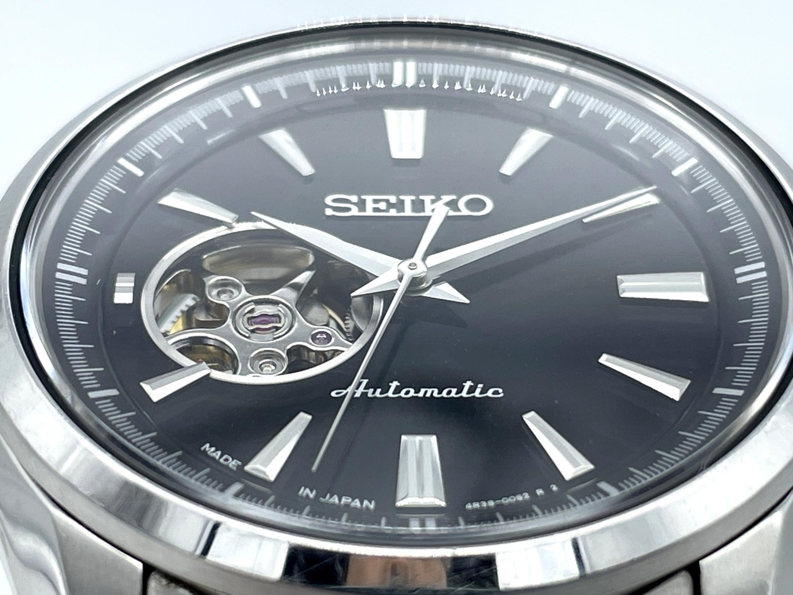 SEIKO PRESAGE Automatic Watch Open heart Sapphire Black Dial 4R38-00S0 Excellent