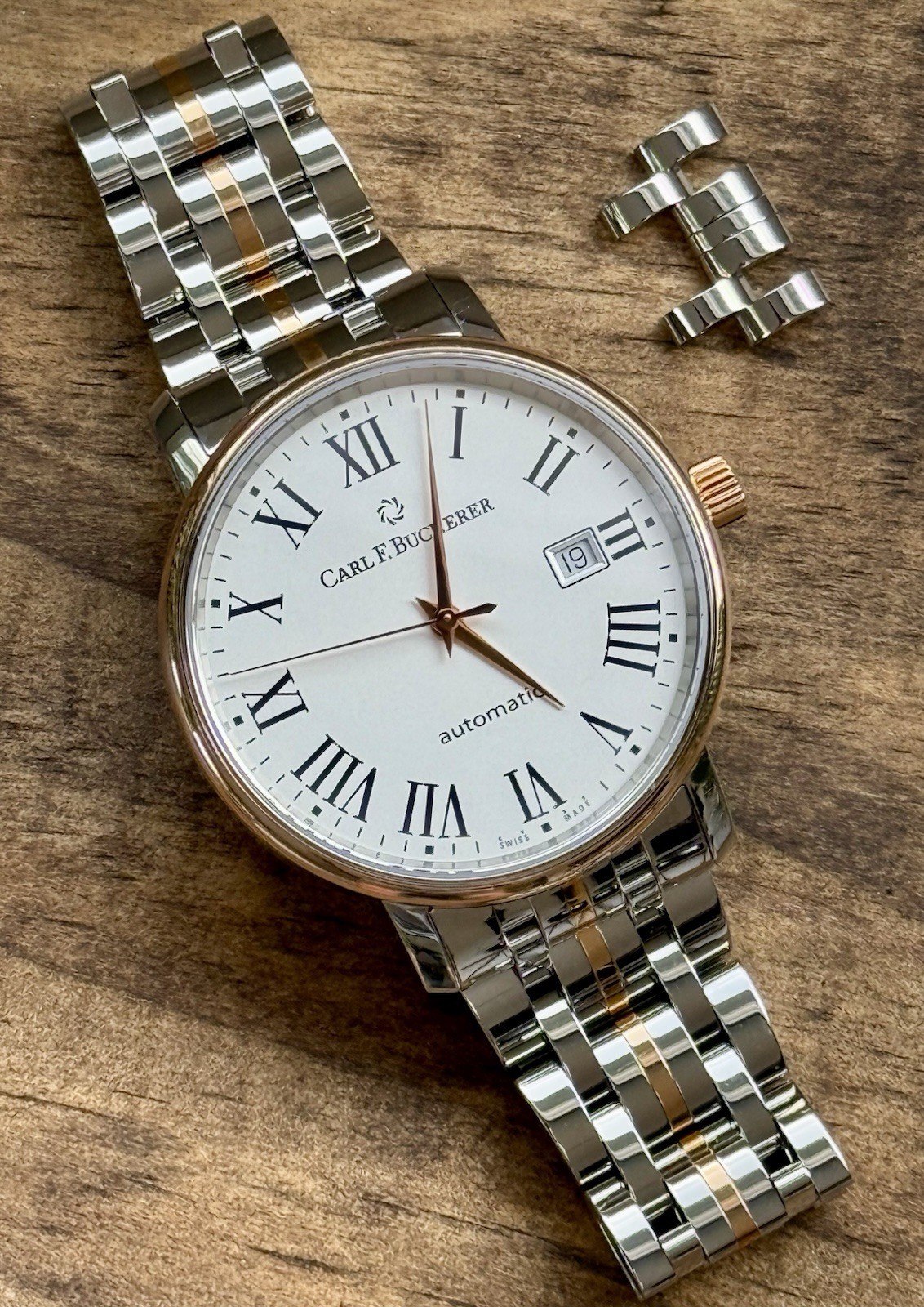 CARL F.BUCHERER Adamavi 10318.07 Date Automatic 18k Bezel Crown 40mm Watch & Box