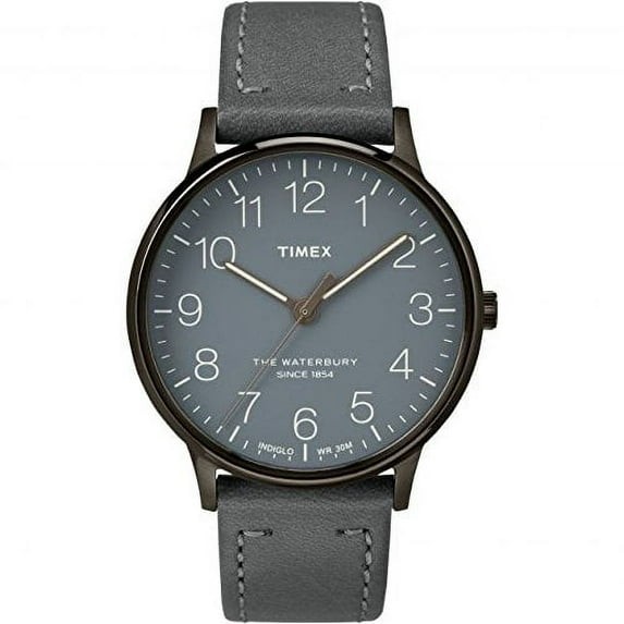 Timex Waterbury Classic Quartz Gray Indiglo Leather Unisex Watch WR 30 Meters