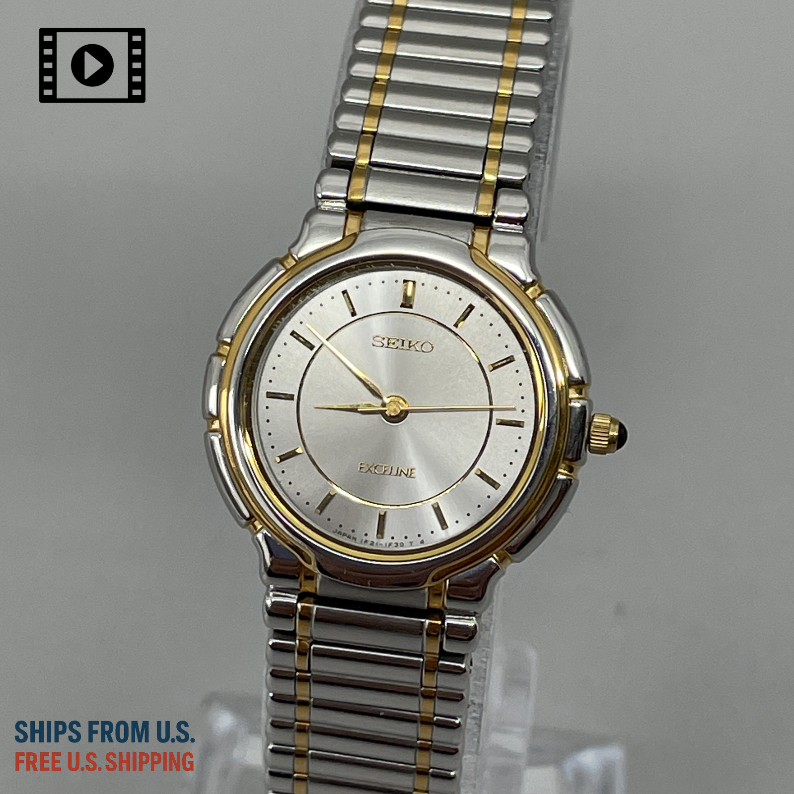 SEIKO Exceline 1F21-0G40 Vintage 1991 [US Stock] Silver Quartz Women Watch *MINT