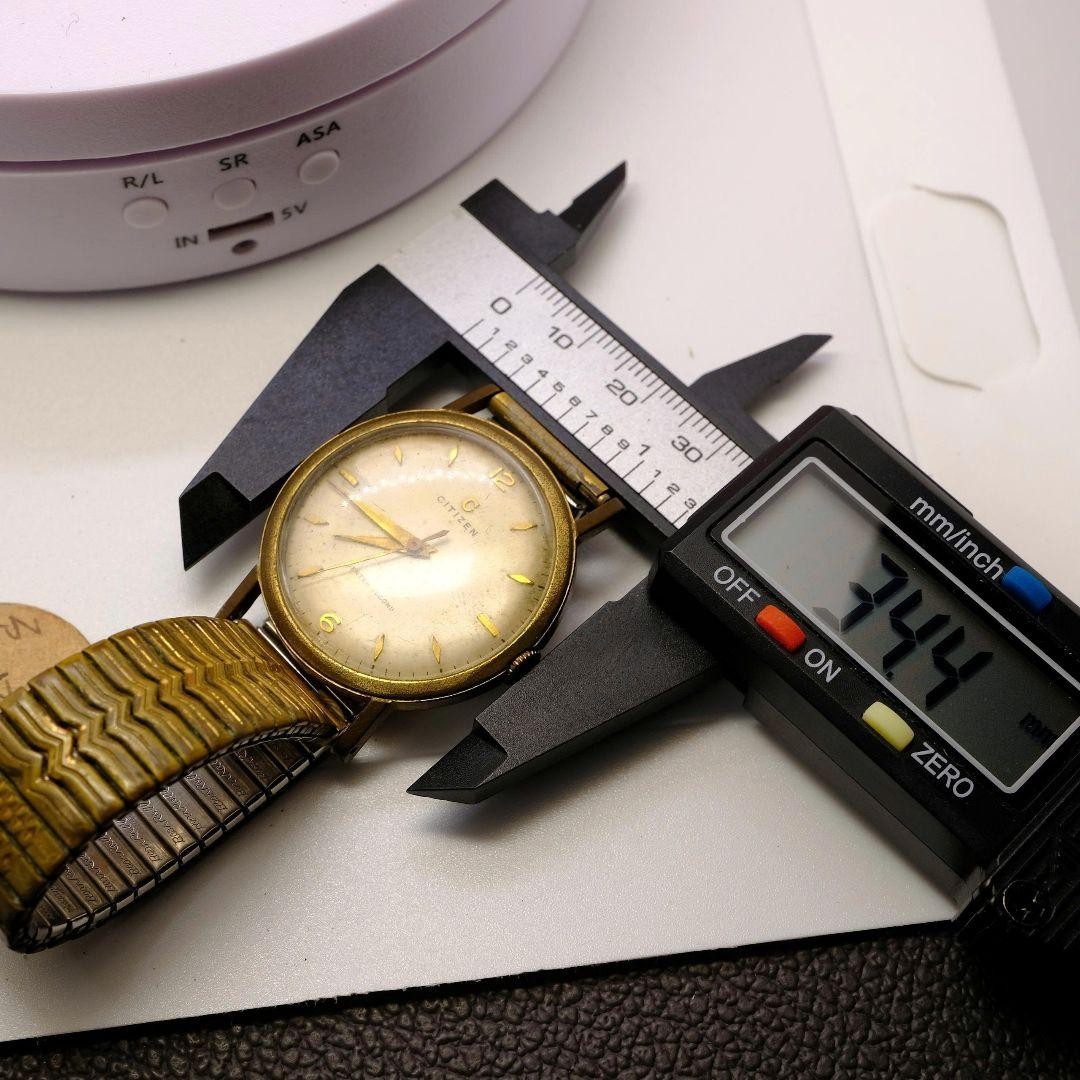 Citizen 20 Micron Manual Wind Watch Center Second 34.4mm Gold Tone Japan