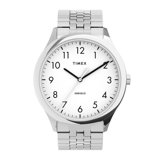 Timex Easy Reader White Dial Men’s Slim Watch 40mm Indiglo WR 50M TW2U39900