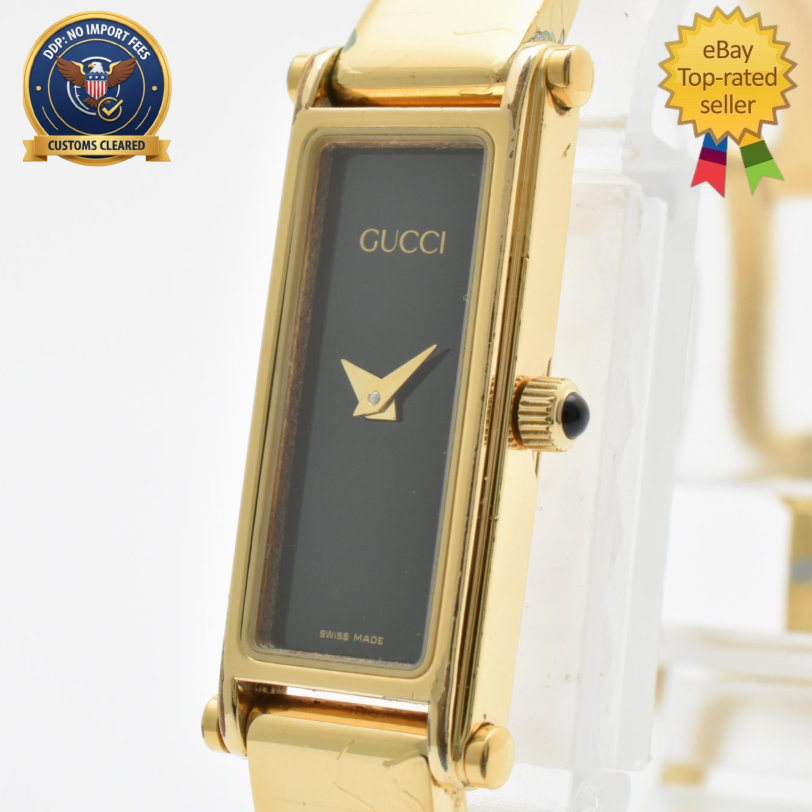[ Exc+5 ] GUCCI 1500L Black Dial Gold 12mm Women’s Quartz Vintage Watch JAPAN