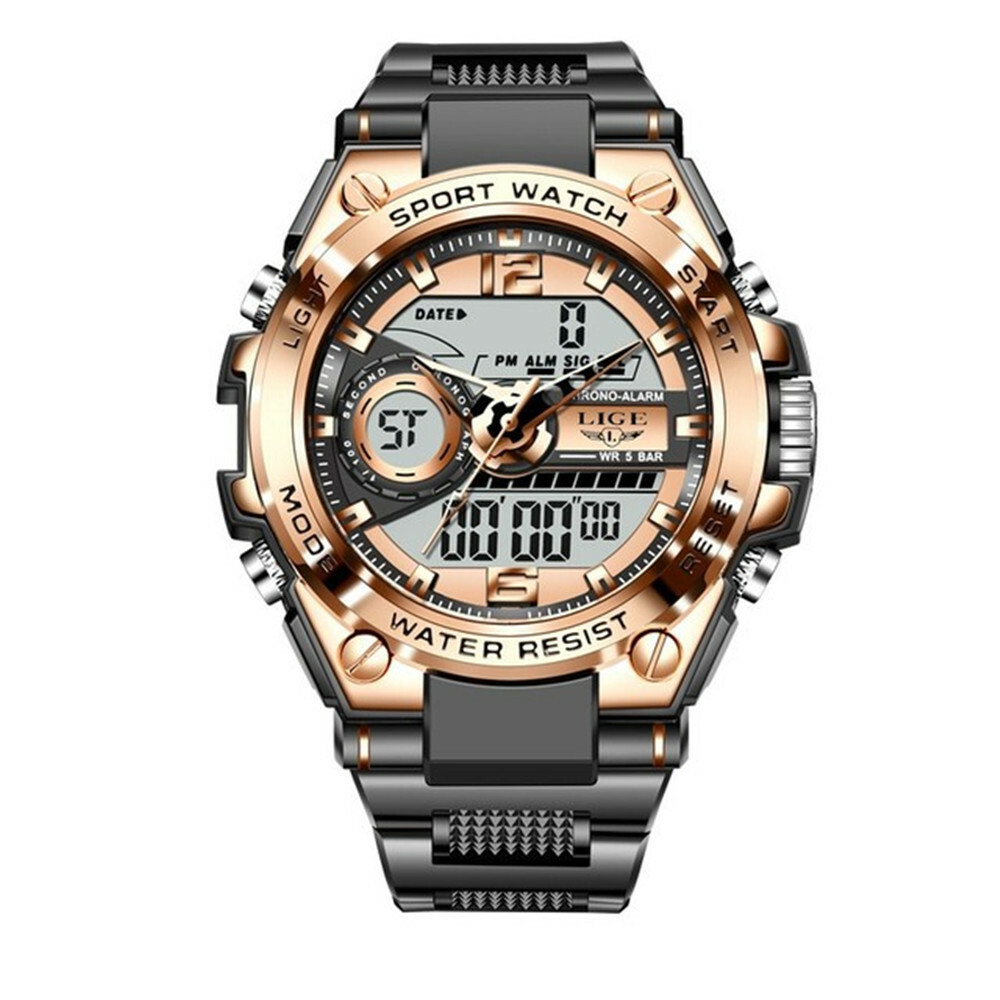 LIGE Men Military Watch Top Brand Sport Digital Wristwatch LED Display Stopwatch