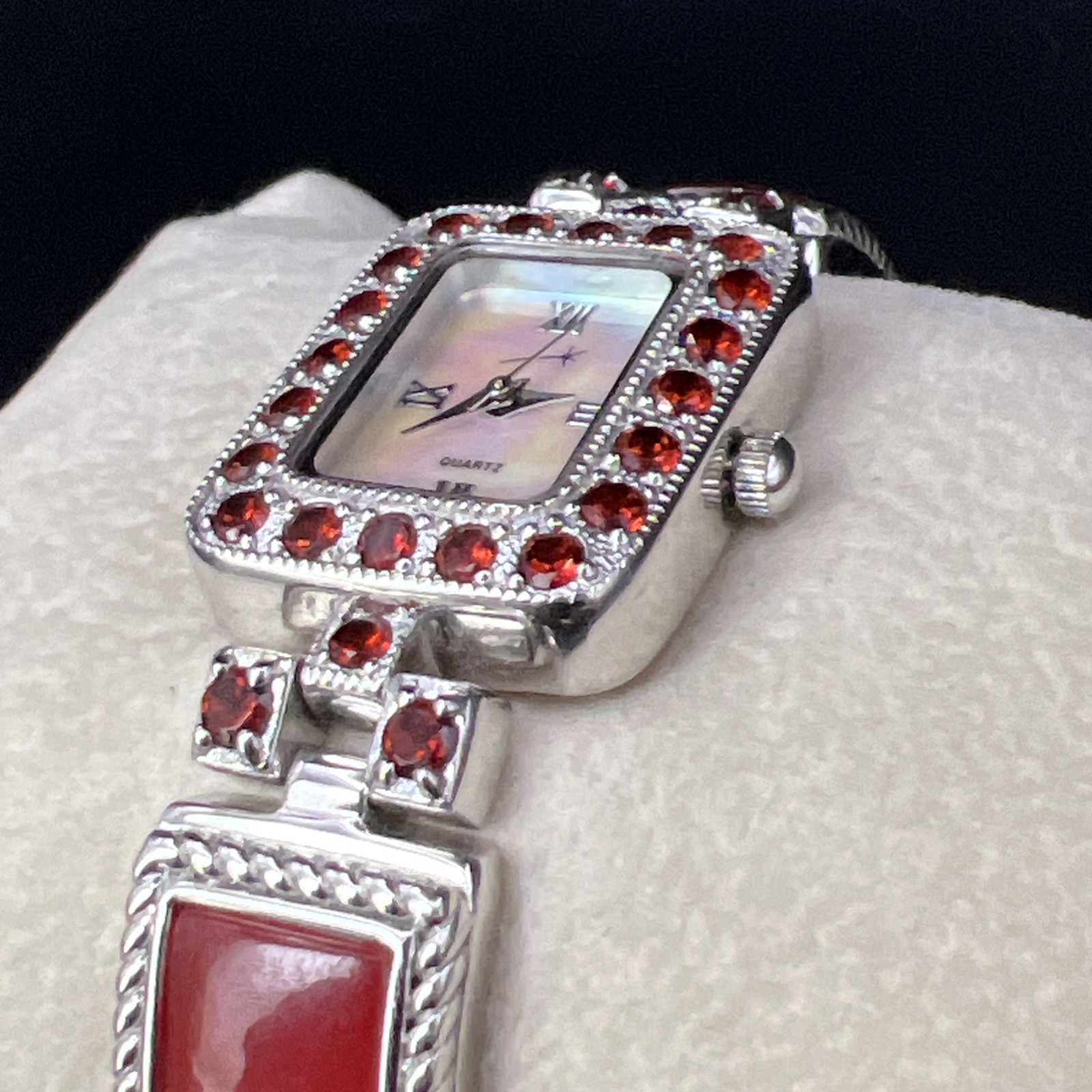 Vintage 2006 Gems 925 Solid Sterling Silver and Multi Gemstone Quartz Watch