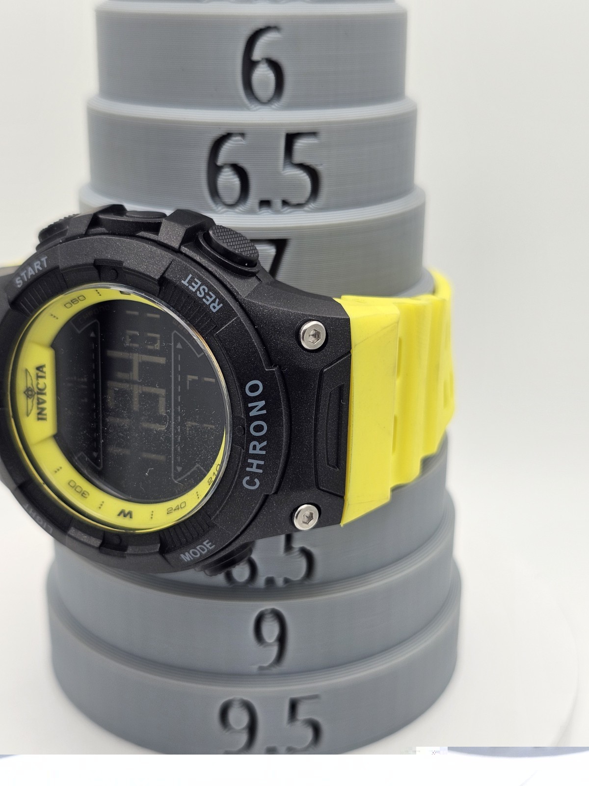 Invicta Chrono Men’s Quartz Digital Chrono Black/Yellow 41.8mm 100m Rubber