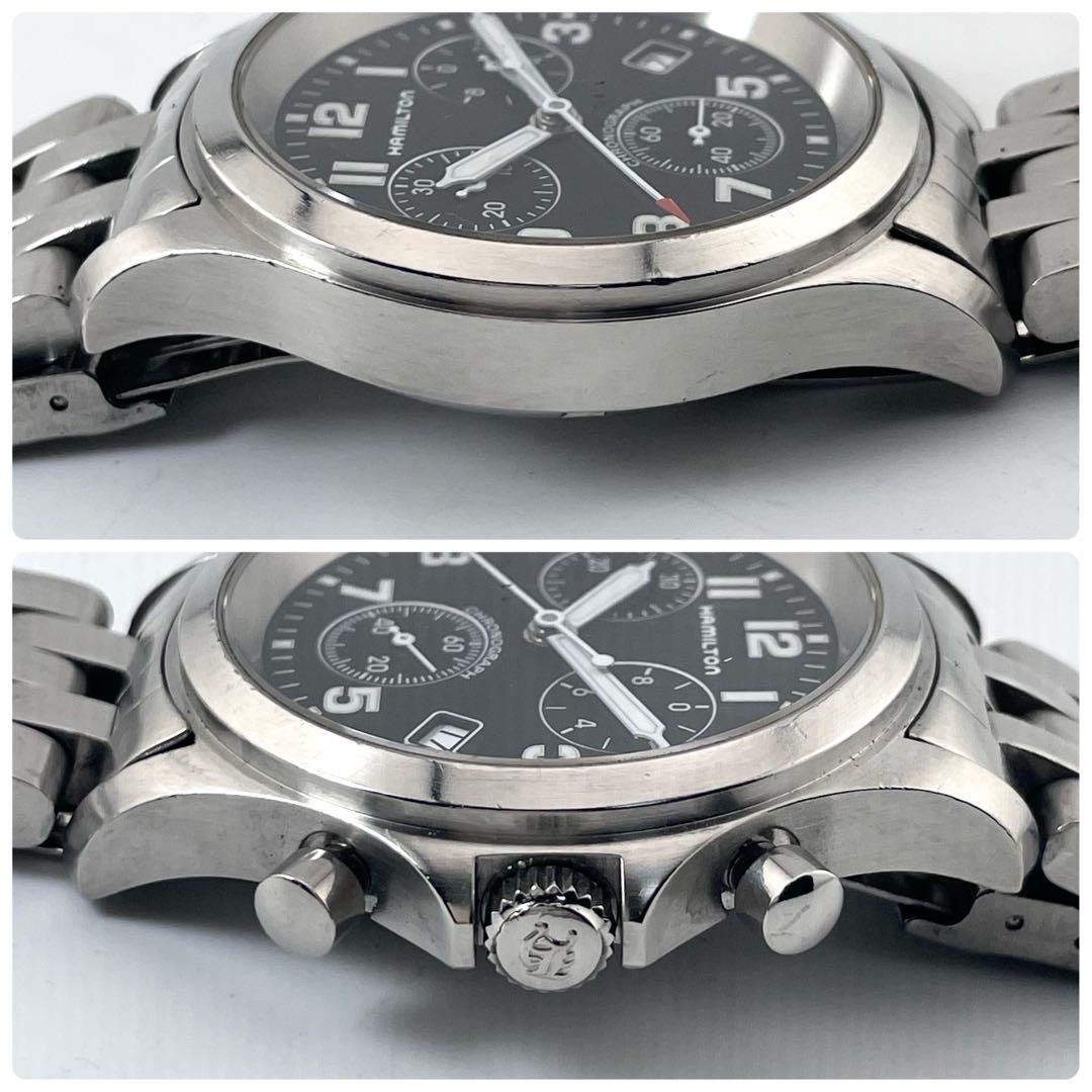 Hamilton Chronograph Date Quartz Working Watch 17cm 6.69in Black Dial 3832 Japan