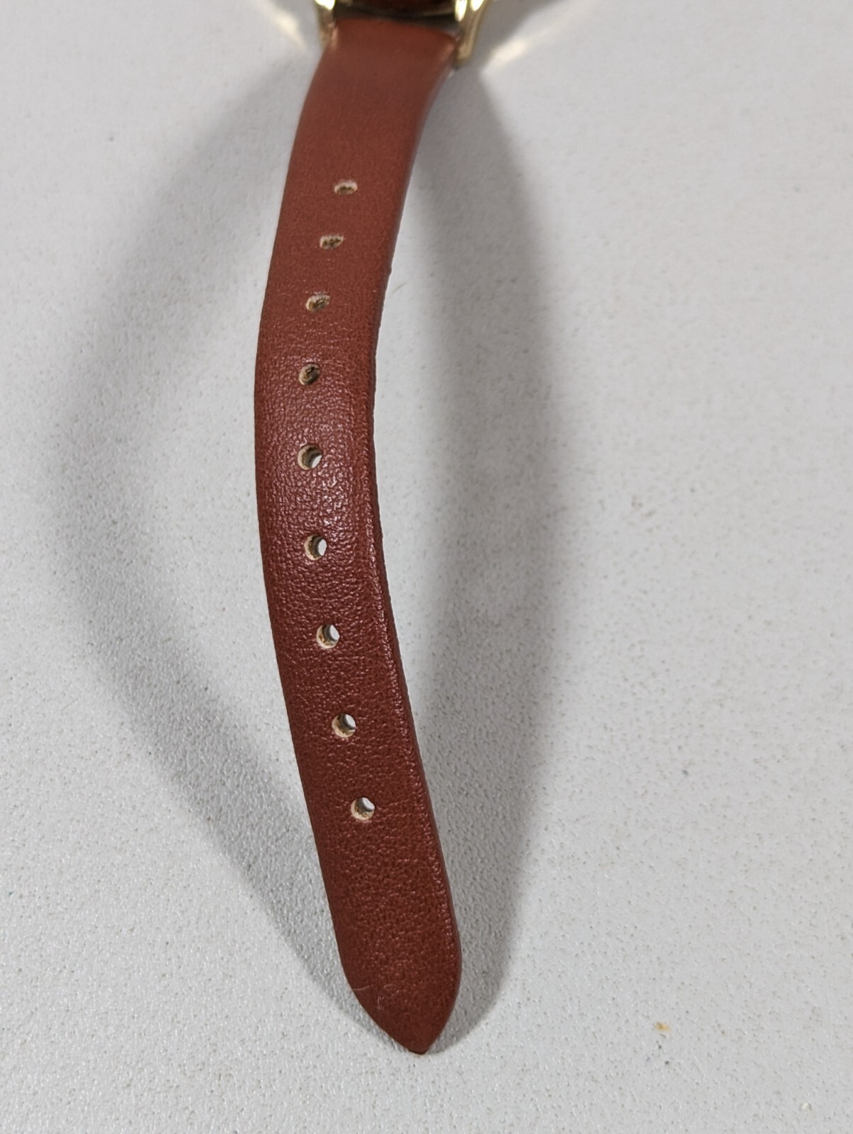 Bay Studio Brown Red Dial Gold Tone Case Brown Faux Leather Band Watch 8 Inch