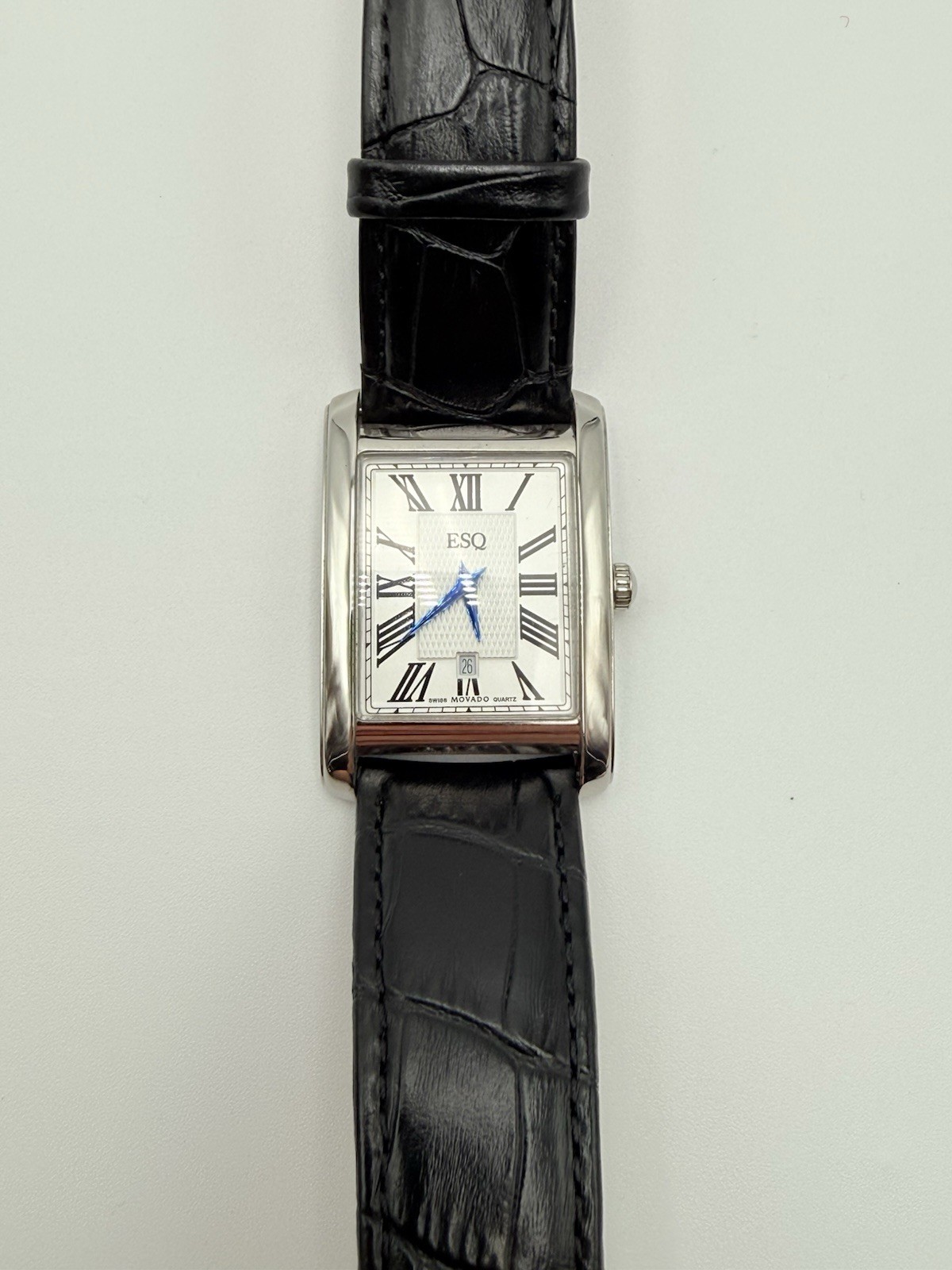 ESQ by Movado Filmore watch rectangular stainless case ES.29.1.14.5578 Runs U5