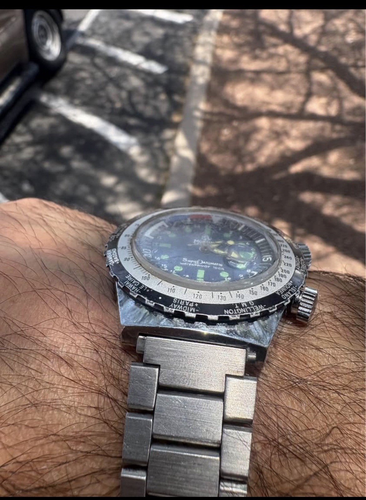 Vintage Diver Mortima Watch Compressor SuperDatomatic Gmt World Time Waterproof