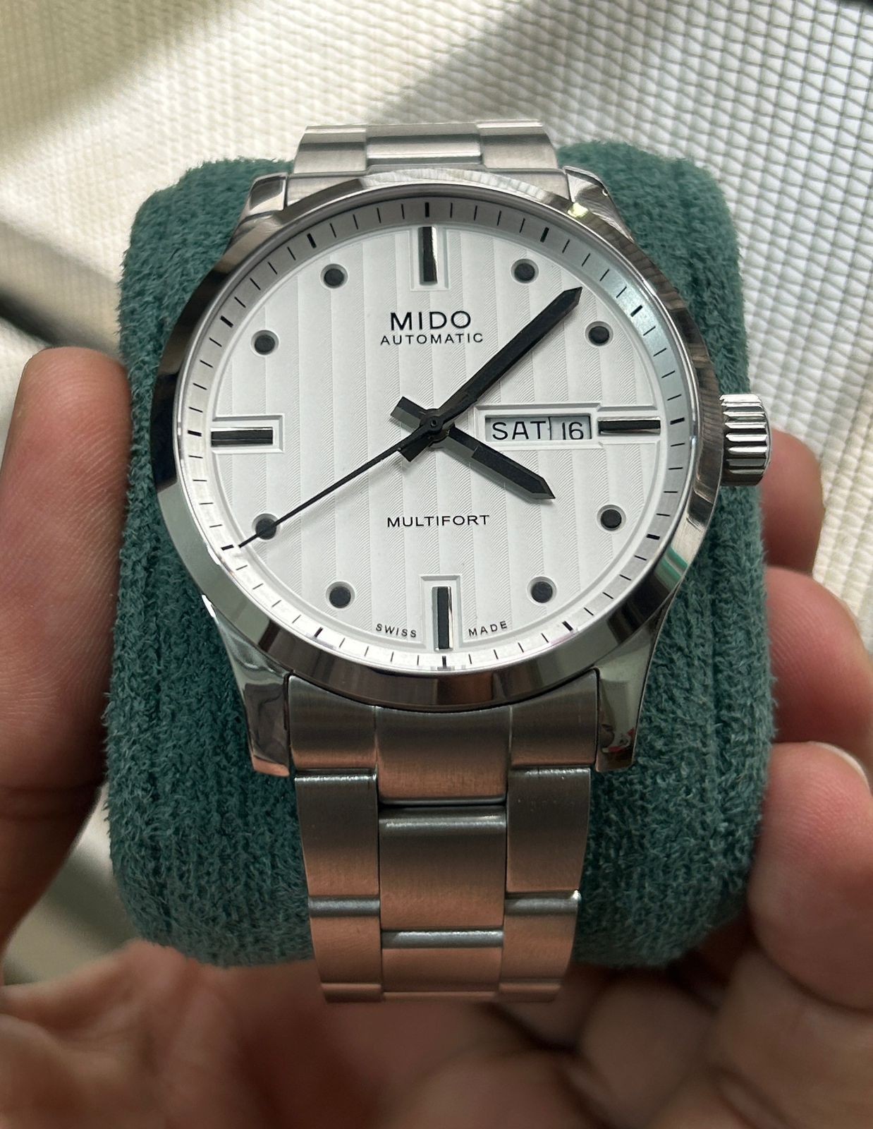 Mido Multifort White Linnig Dial Automatic Swiss Men’s Watch, Cal-2846 25 Jewel