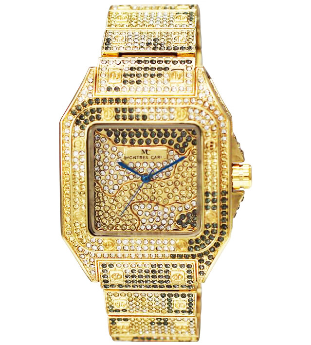 MEN’S ICED HIP HOP HIGH QUALITY LUXURY SQUARE METAL BAND WRIST BLING WATCH