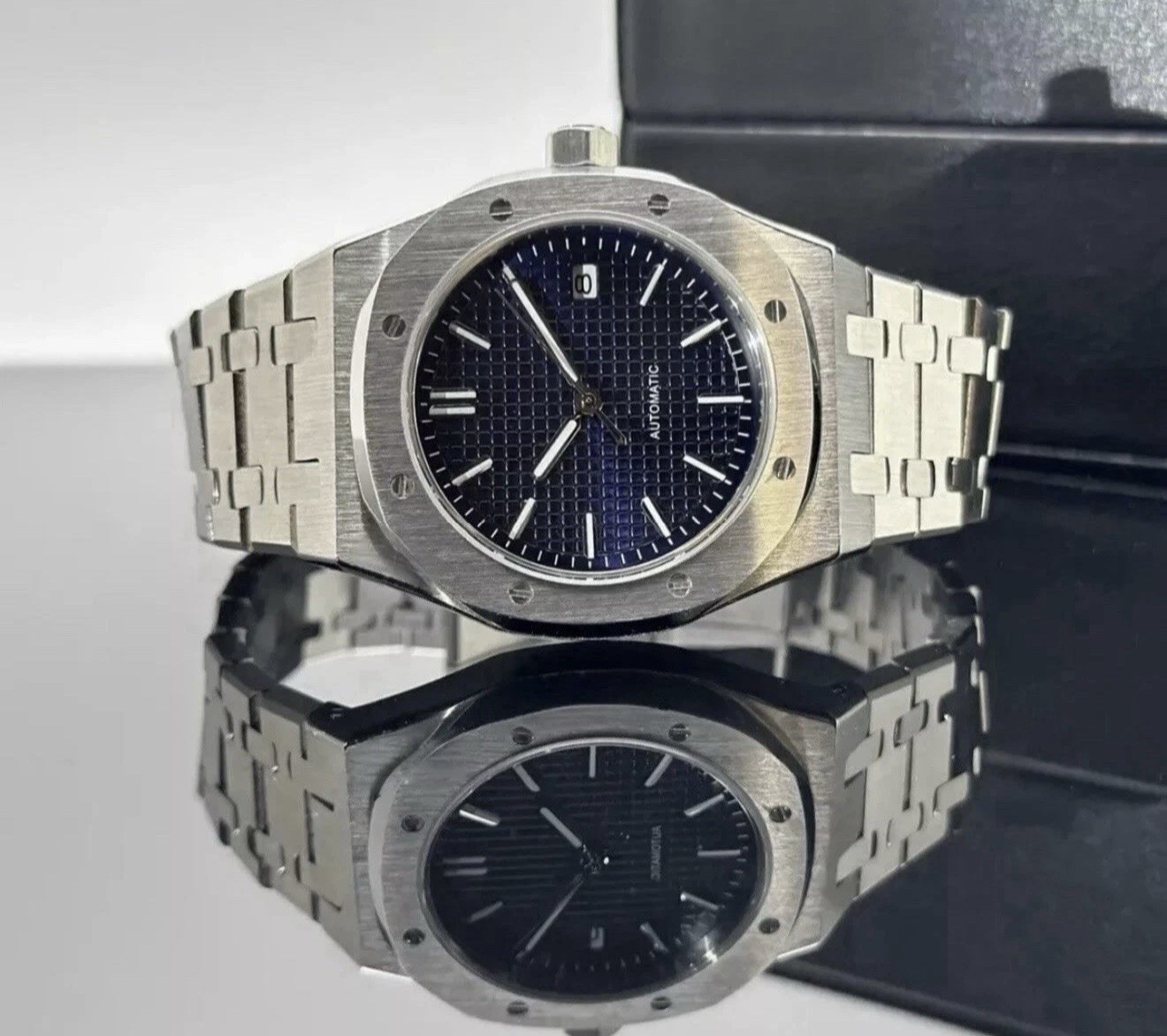 Custom 41mm Dark Blue Dial “RO” Style Mod Watch Glassback w/ NH35 Automatic