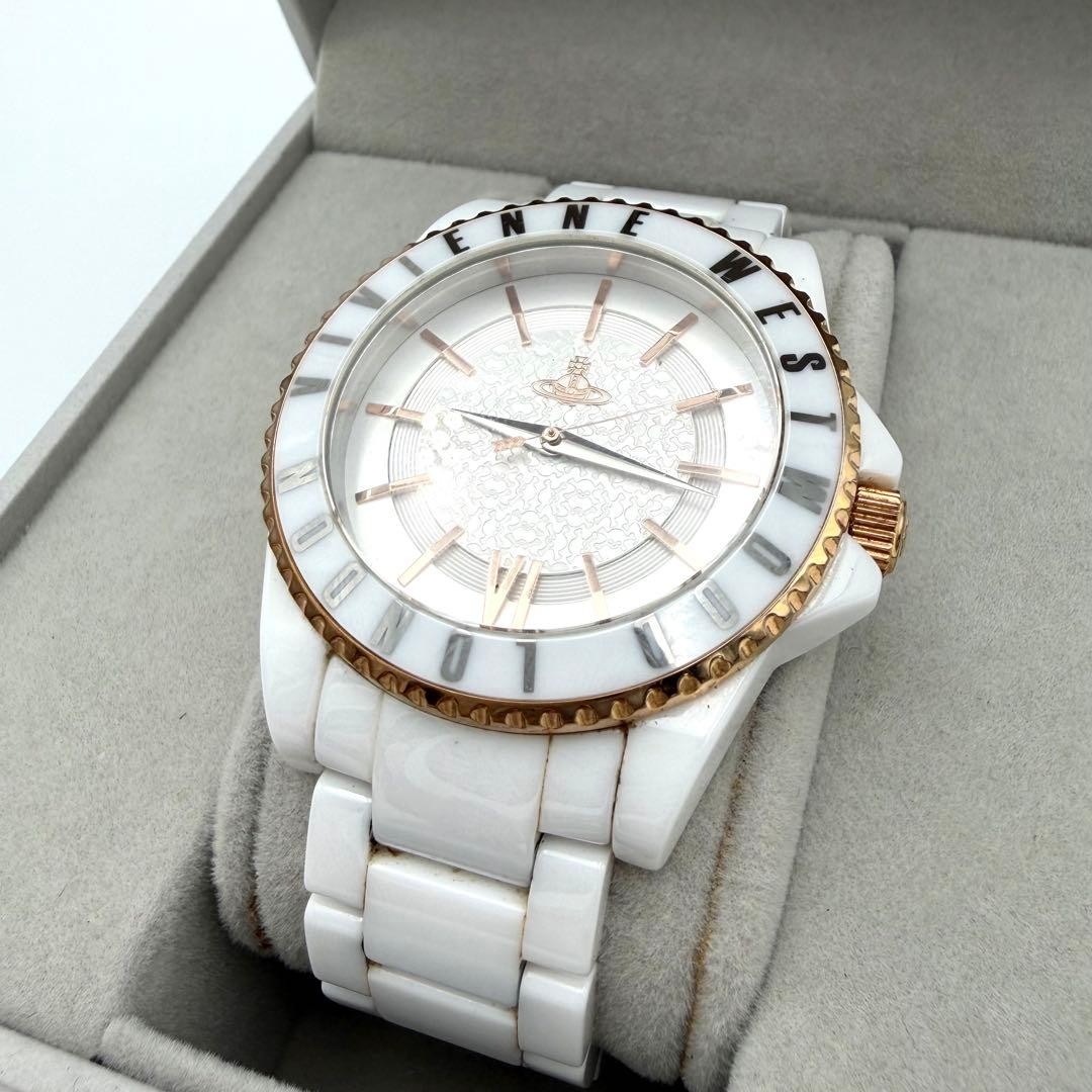Vivienne Westwood White Gold Orb Watch Ceramic with Box