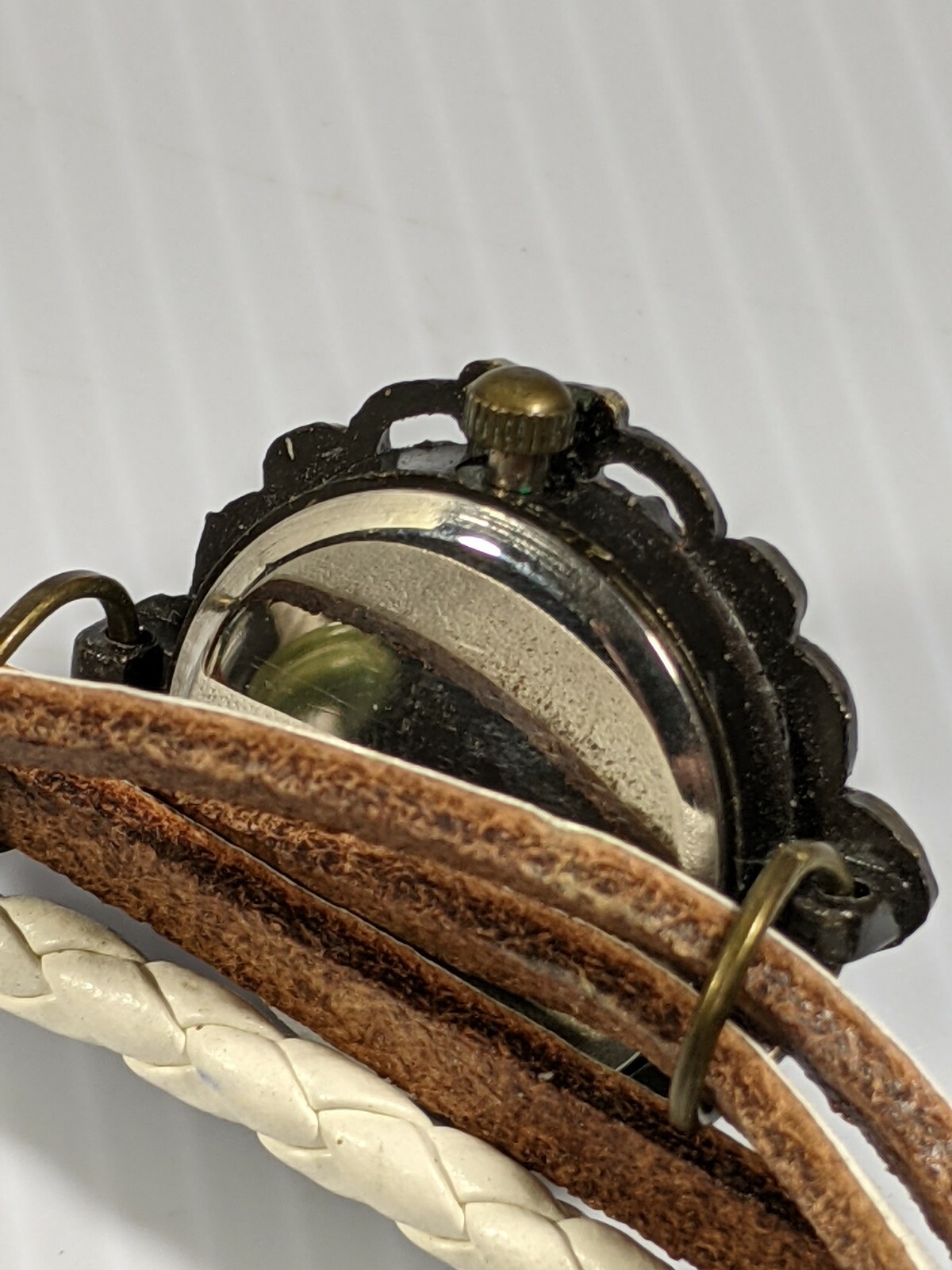 Bronze Tone Multiple Strap White Band Starfish Pendant Watch 8 Inch
