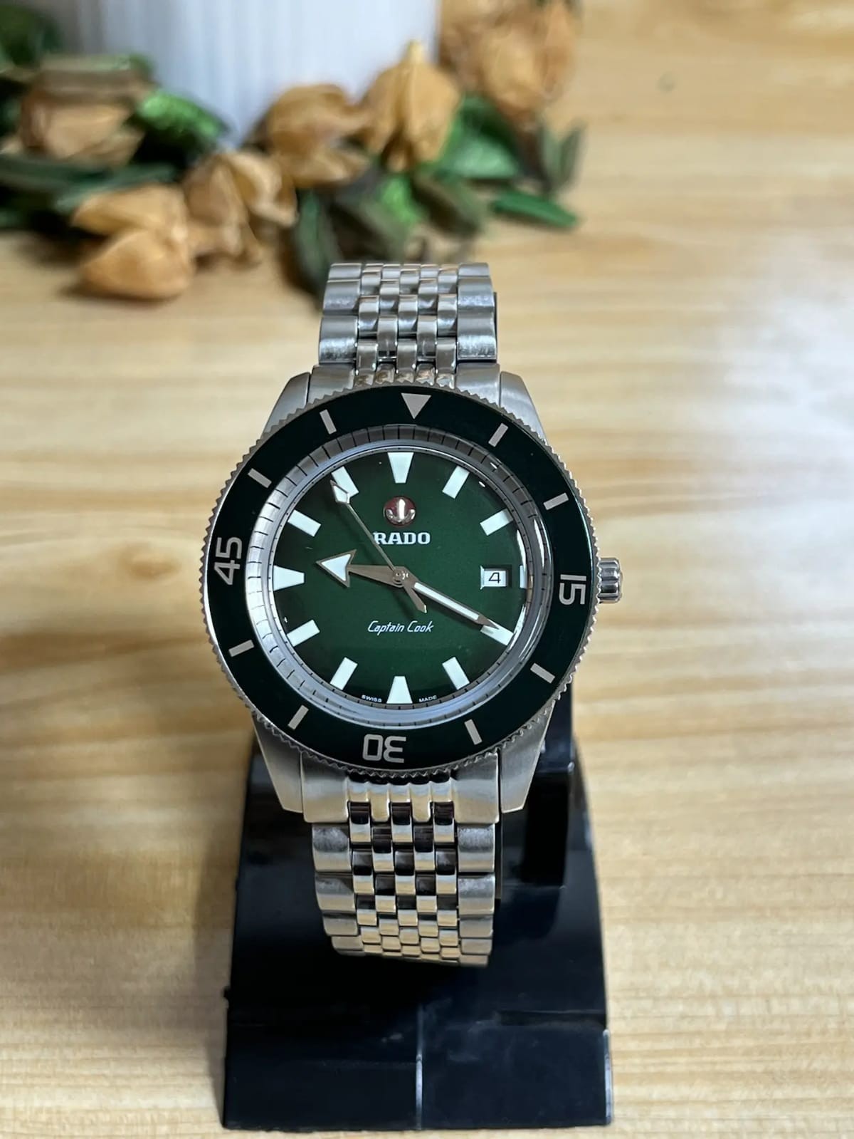 Rare Rado Captain Cook Automatic Stainless Steel Men’s Green Dial Swiss Watch