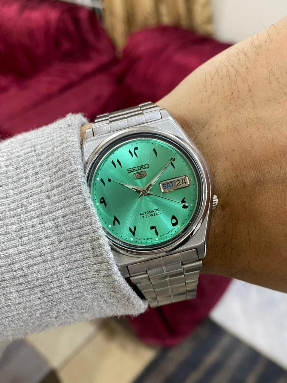 Seiko 5 Automatic Arabic Sea Green Dial Men’s Watch Japan Made 7009