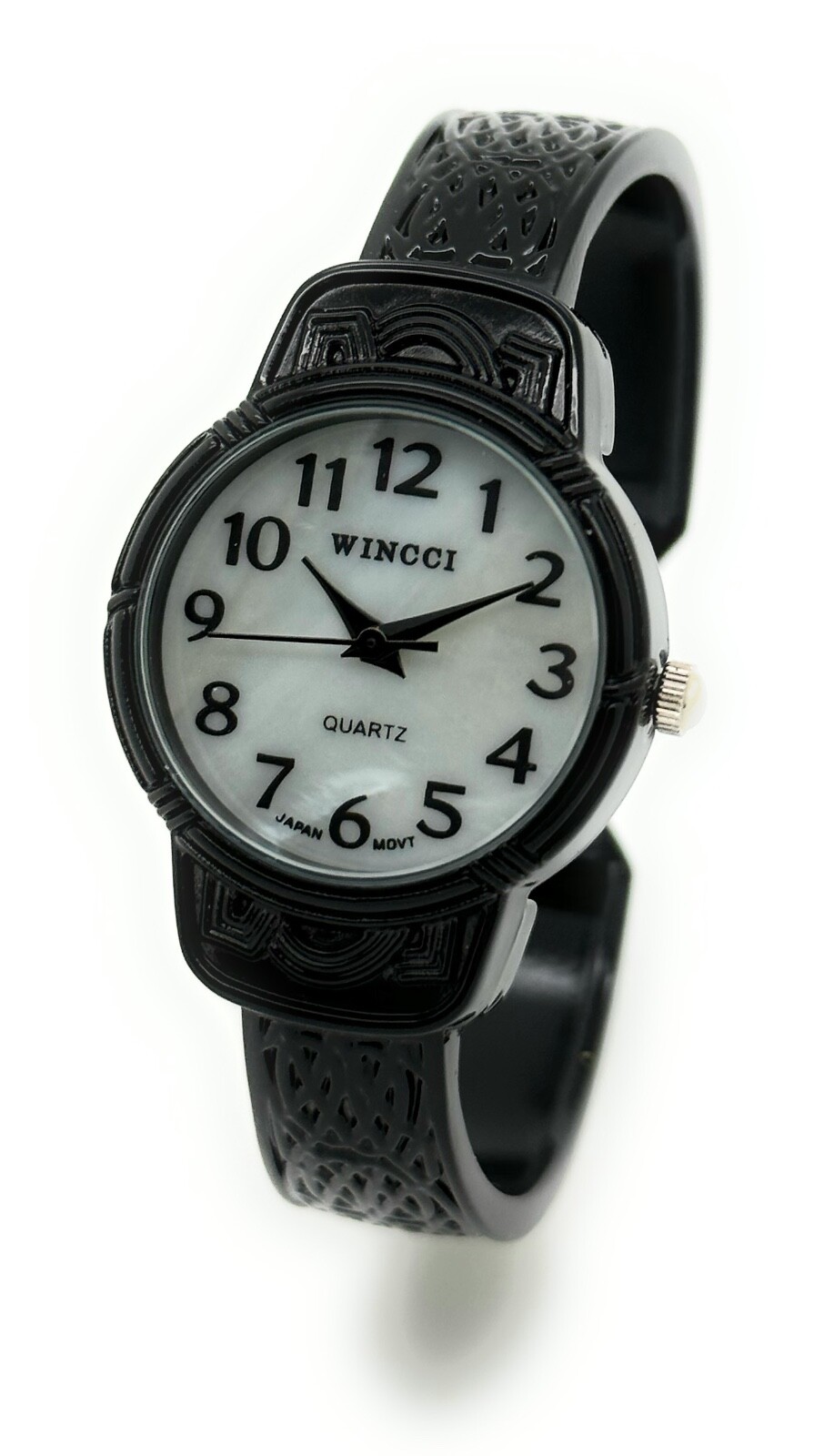 Wincci Ladies Metal Bangle Cuff Fashion Quartz Watch Pearl Dial