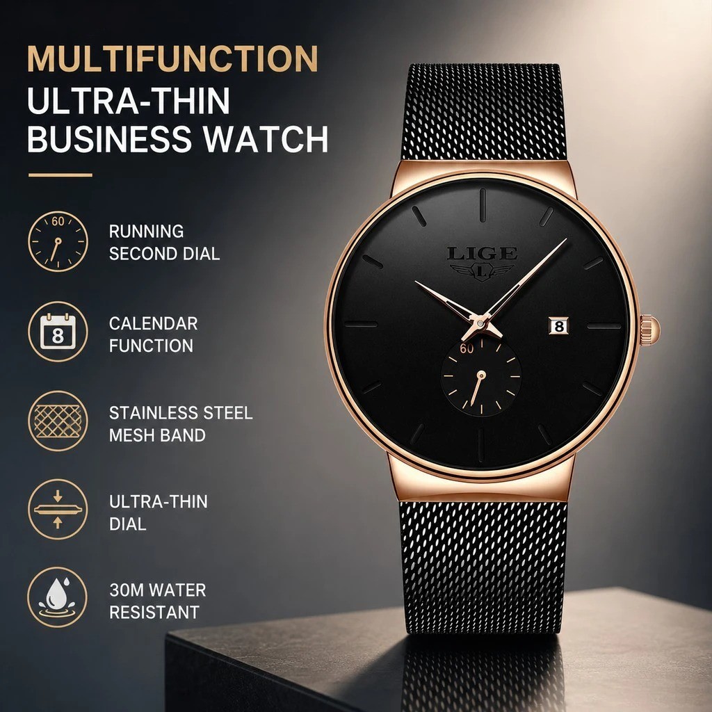 LIGE Sports Men Watch Top Brand Luxury Quartz Famous Dress Fashion Watches