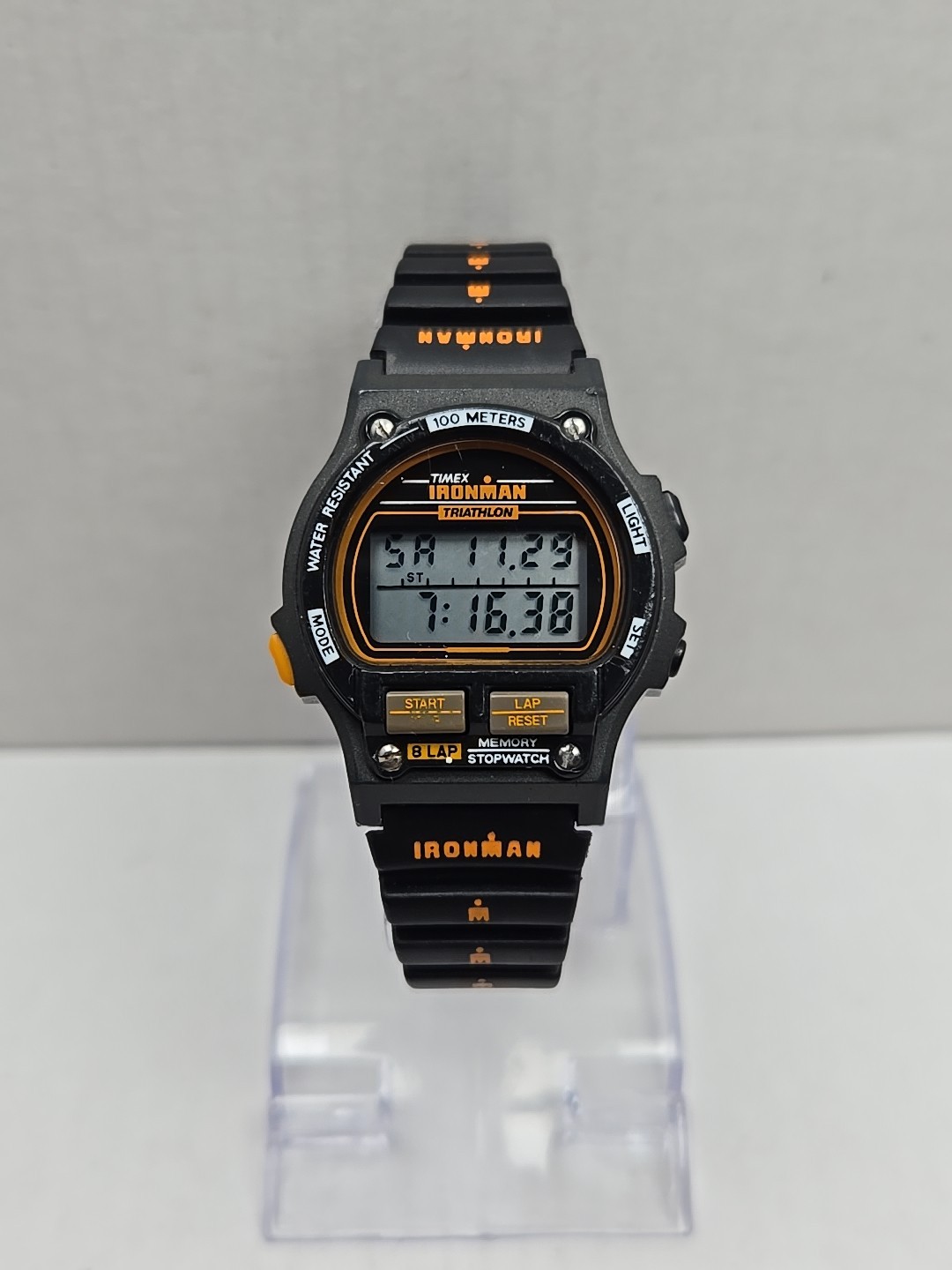 1992 Timex Ironman Triathlon Womens 8 Lap 100M Digital Watch Black New Battery