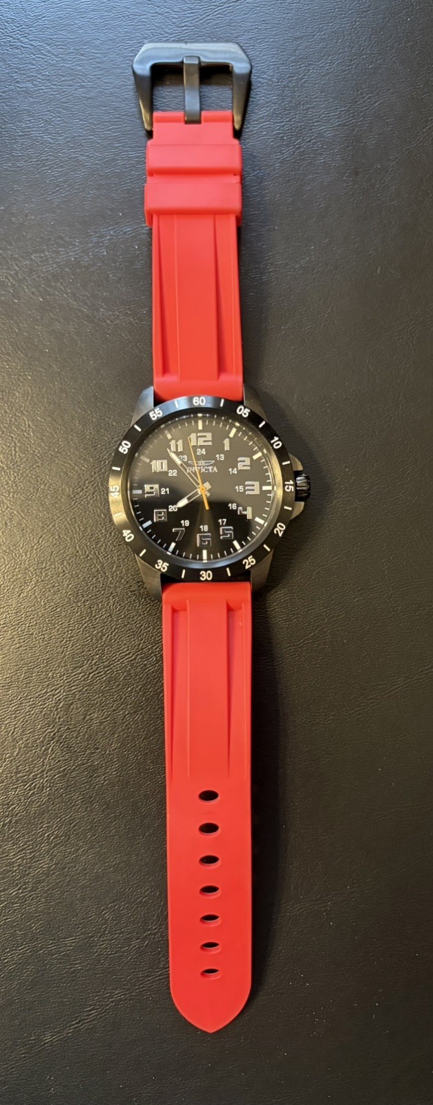 Invicta Men’s Pro Diver Black 45mm Quartz Watch with Orange Silicone Band