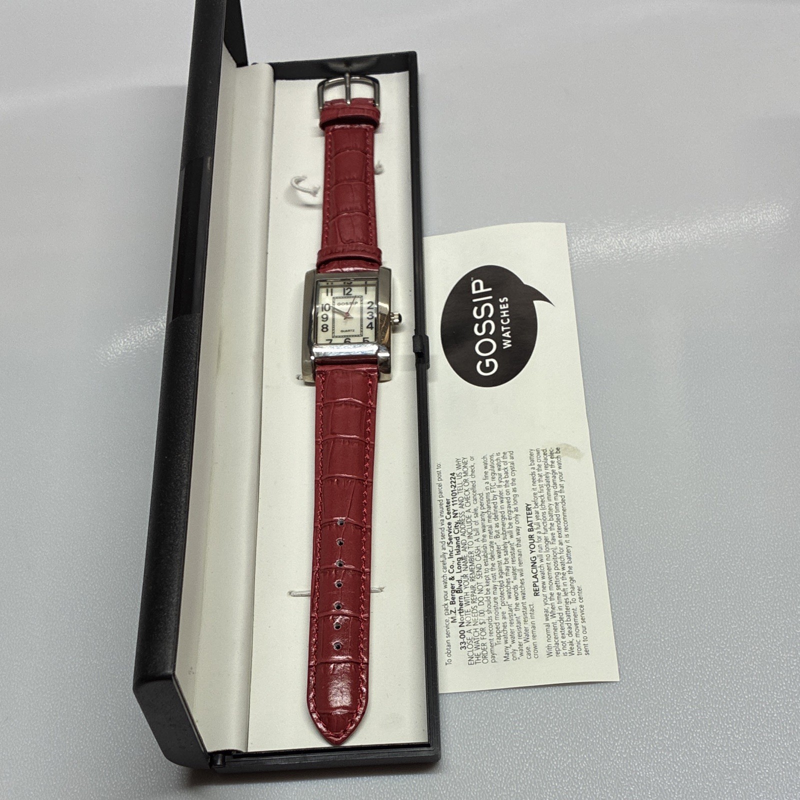 Gossip BELIEVE Women’s Quartz Rectangular Watch Red Leather with Box