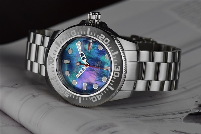 ARAGON Divemaster 2 NH35 45mm Platinum Mother of Pearl 24 Jewels