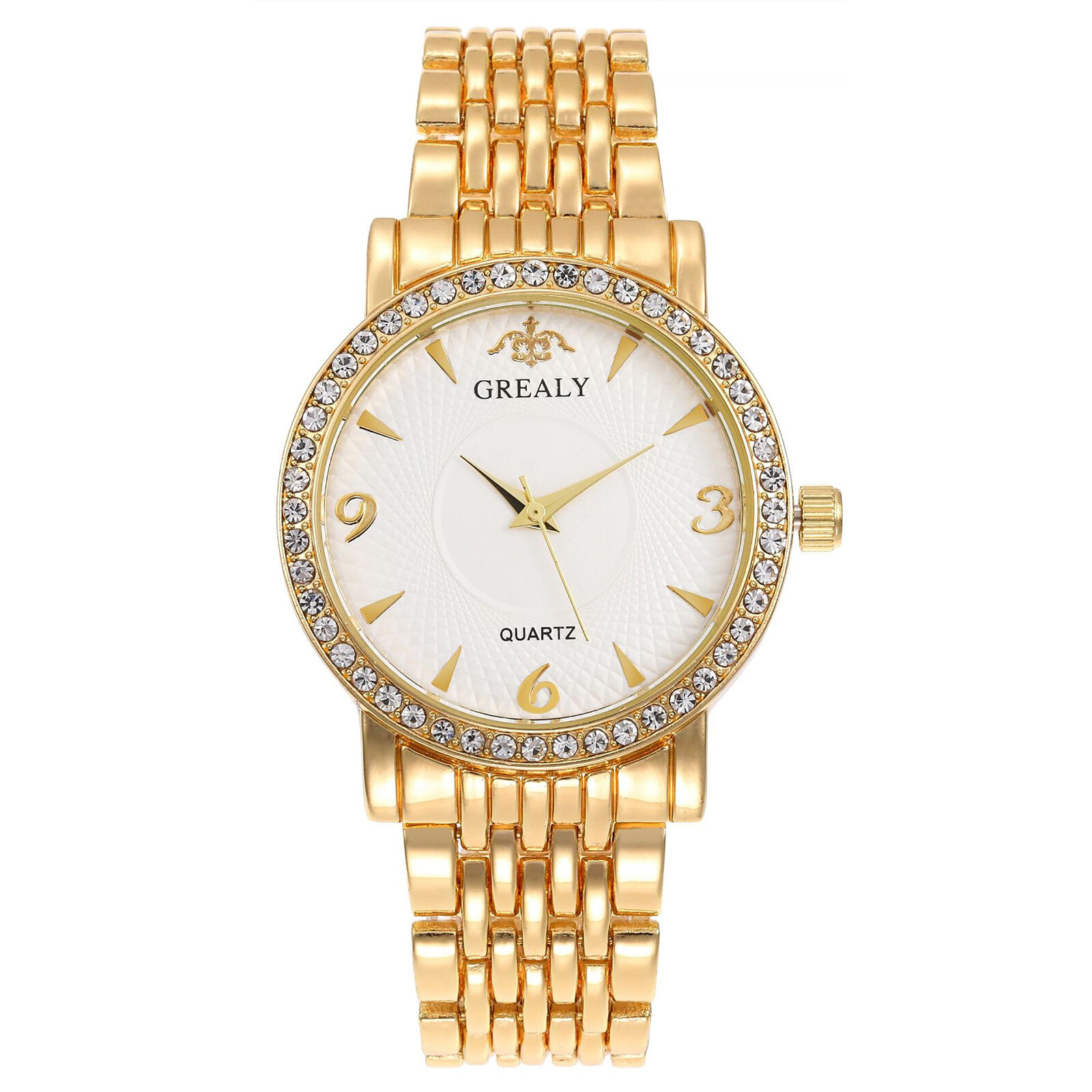 Couple Men Women Luxury Simple Cubic Zirconia Quartz Wrist Watch Stainless Steel