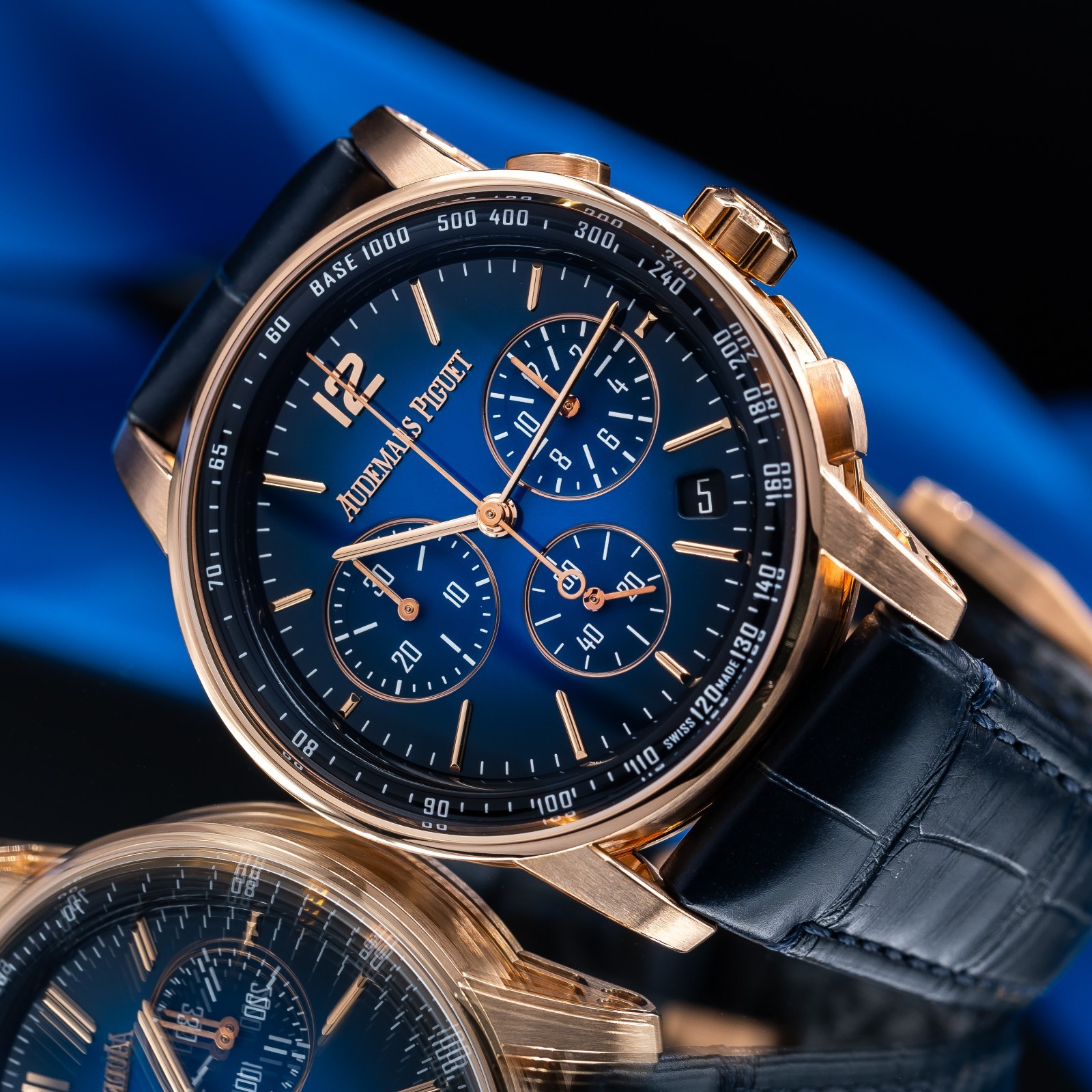 Audemars Piguet Code 11.59 18K Rose Gold Chronograph Blue Men’s Watch 26393OR