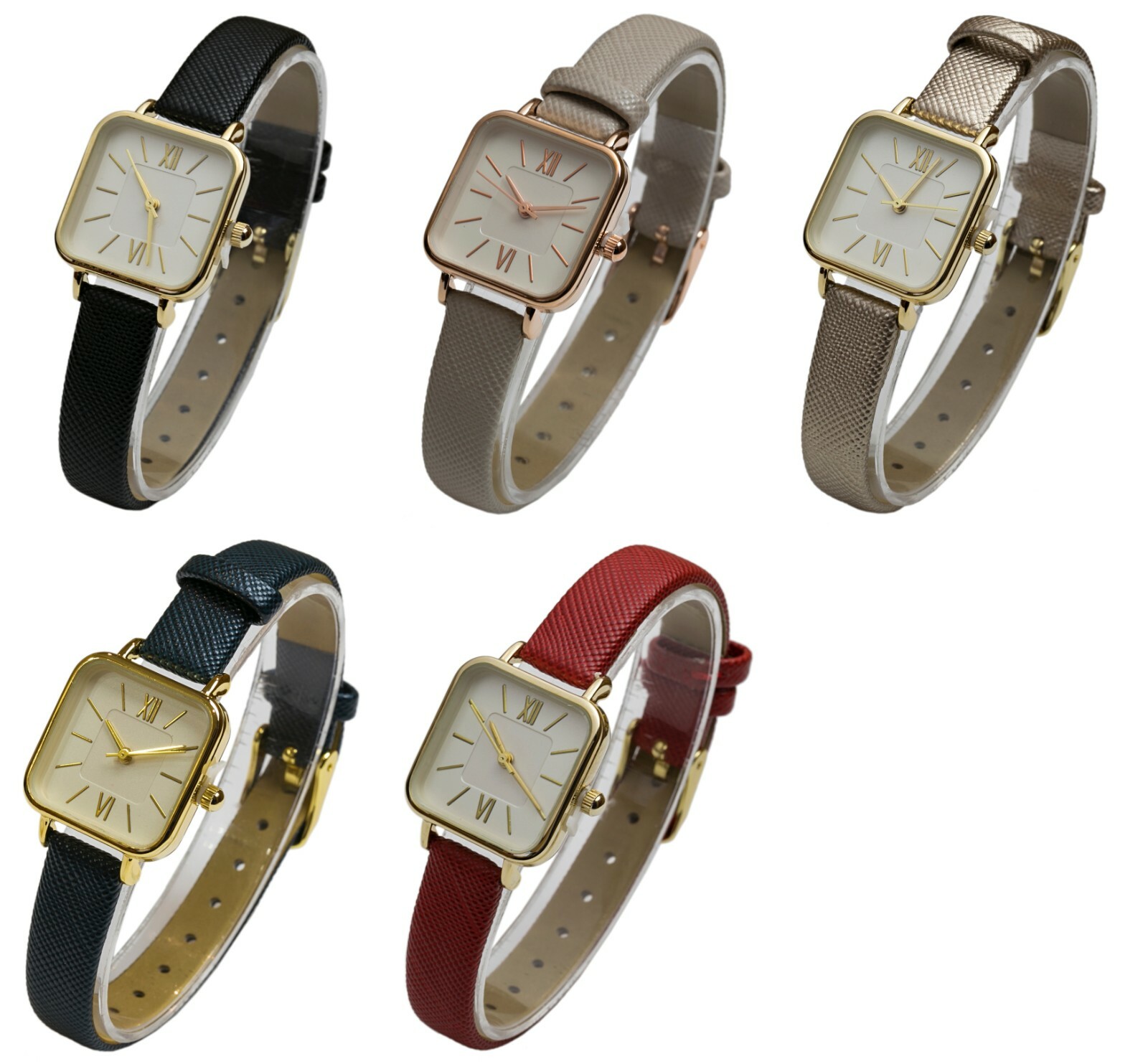 Blekon Collections Women’s Japanese Quartz 25mm Square Face Leather Band Watch