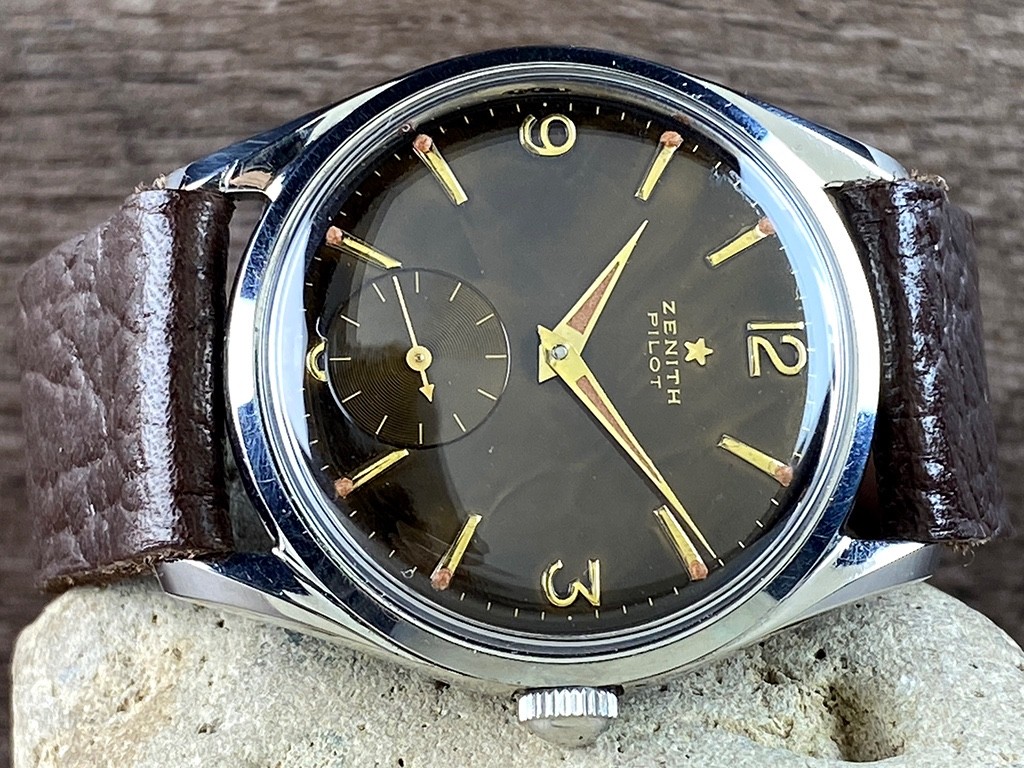 Zenith Pilot Rare Chocolate dial cal.126 vintage men’s watch From 1955 SERVICED