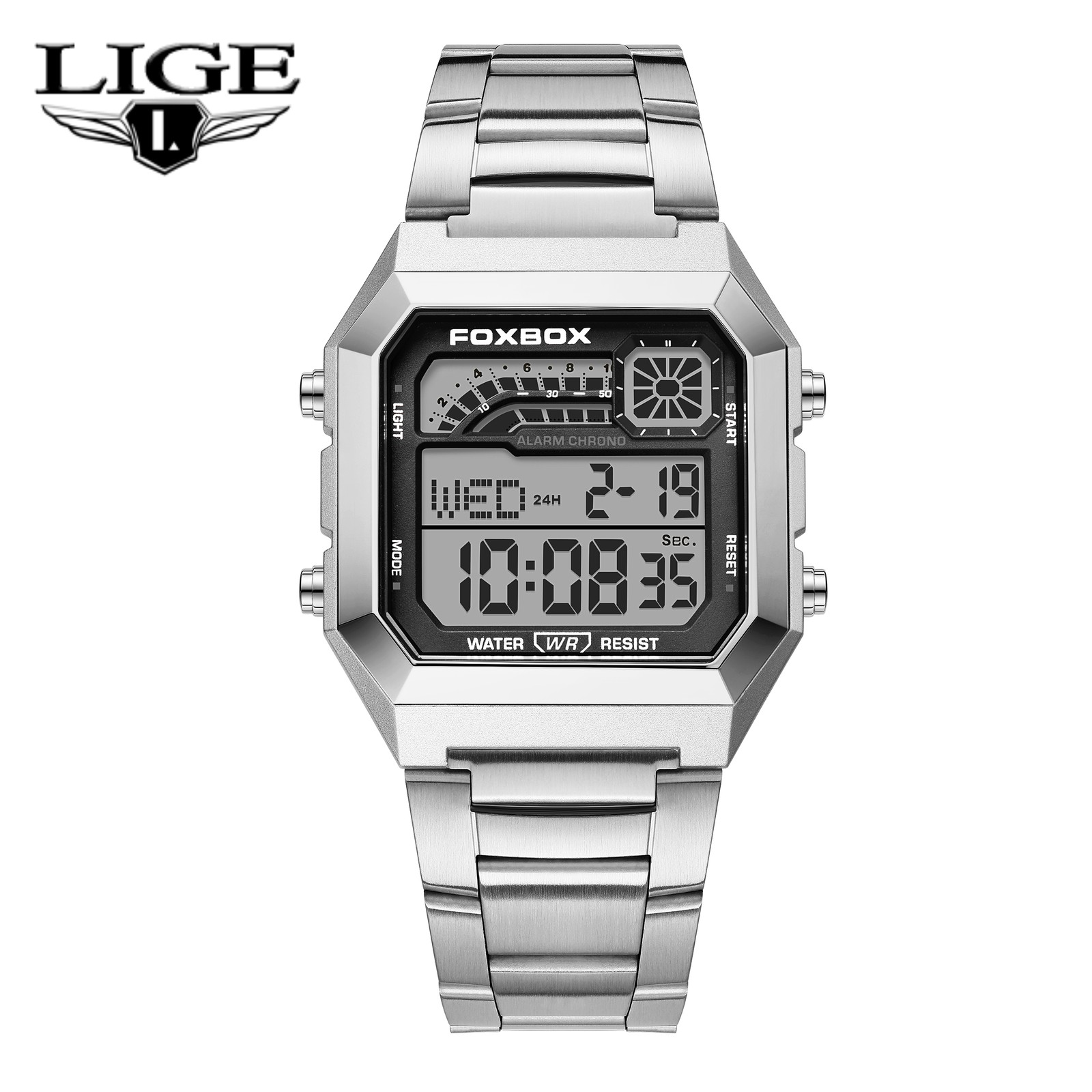 LIGE Men’s Business Watch Quartz LED Digital Luminous Date Waterproof Wristwatch