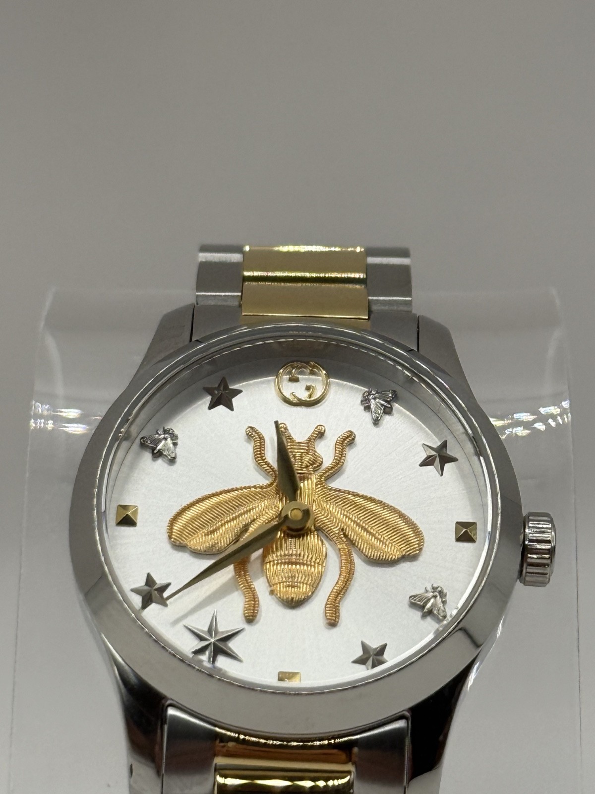 GUCCI Gucci G Timeless Silver Dial Two Tone Steel Strap Watch YA126599 27mm