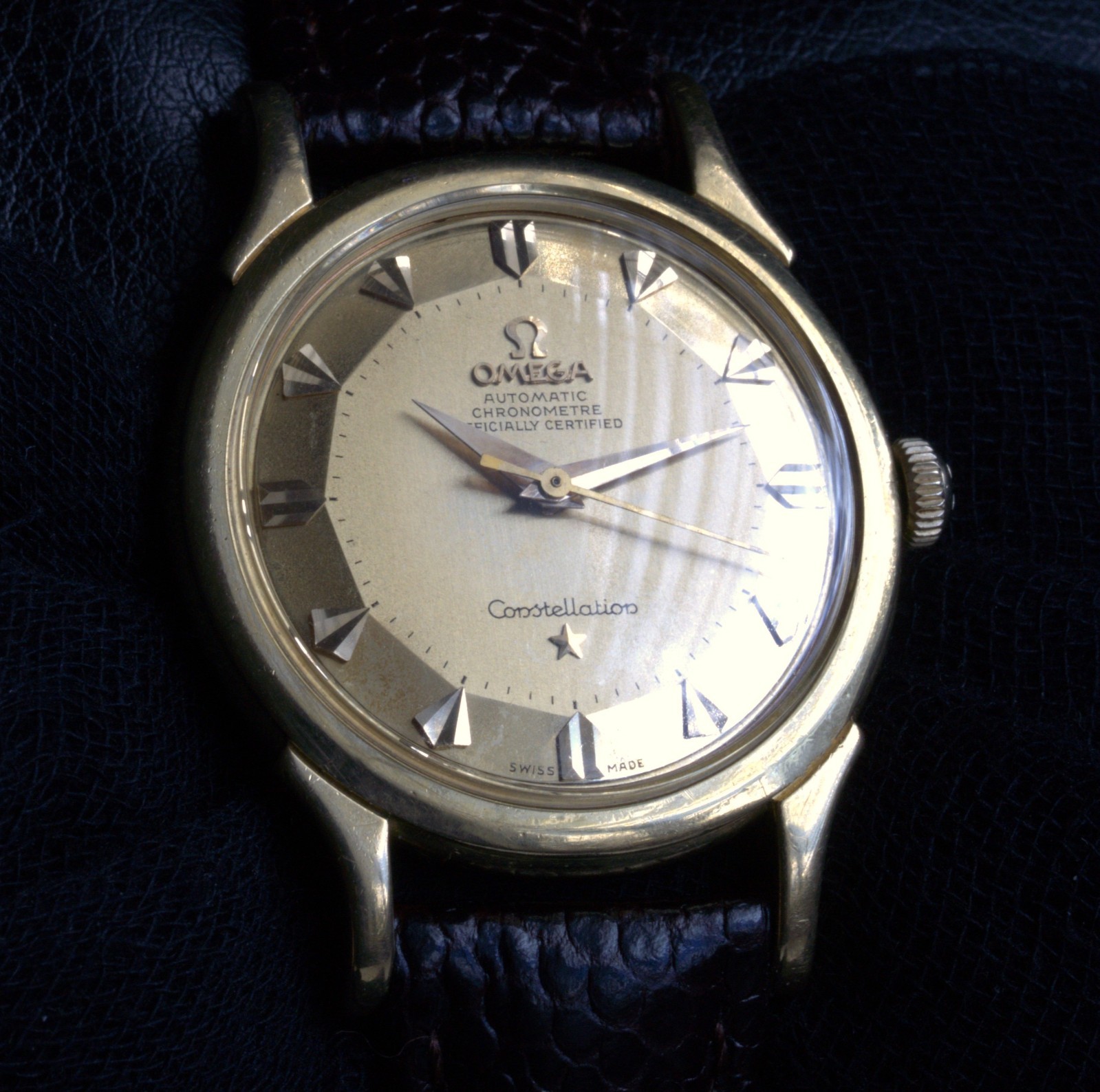 DELUXE 18k Solid Gold OMEGA Constellation Bracelet Automatic Vintage Mens Watch