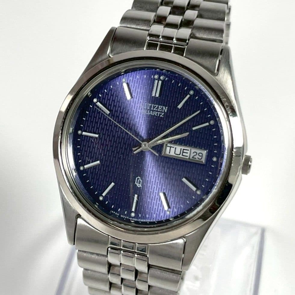 CITIZEN Quartz Blue Dial Day Date Original Bracelet Watch