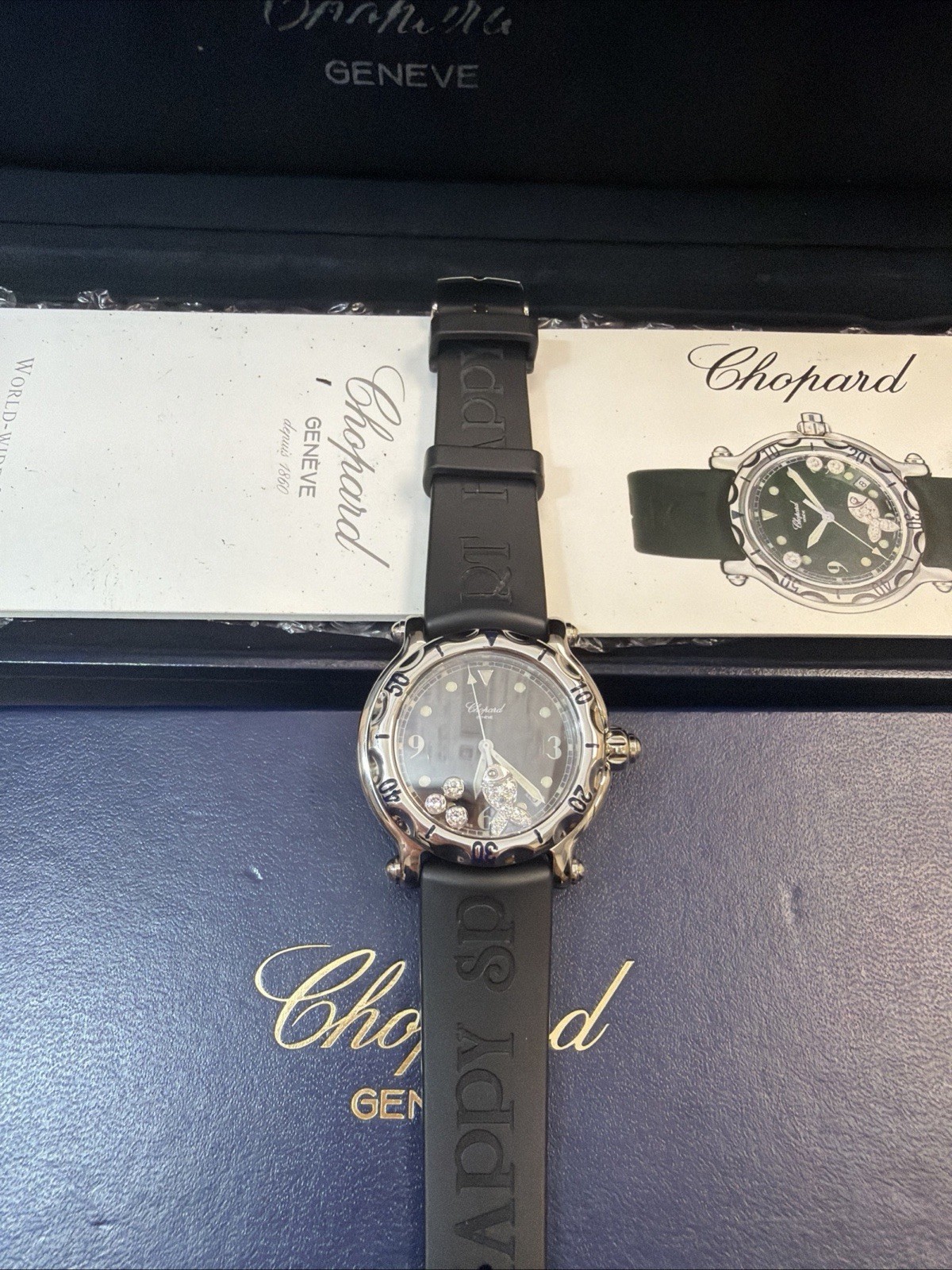 Chopard Happy Fish 38mm Quartz Diamond Stainless Steel Black Dial 28/8347-8