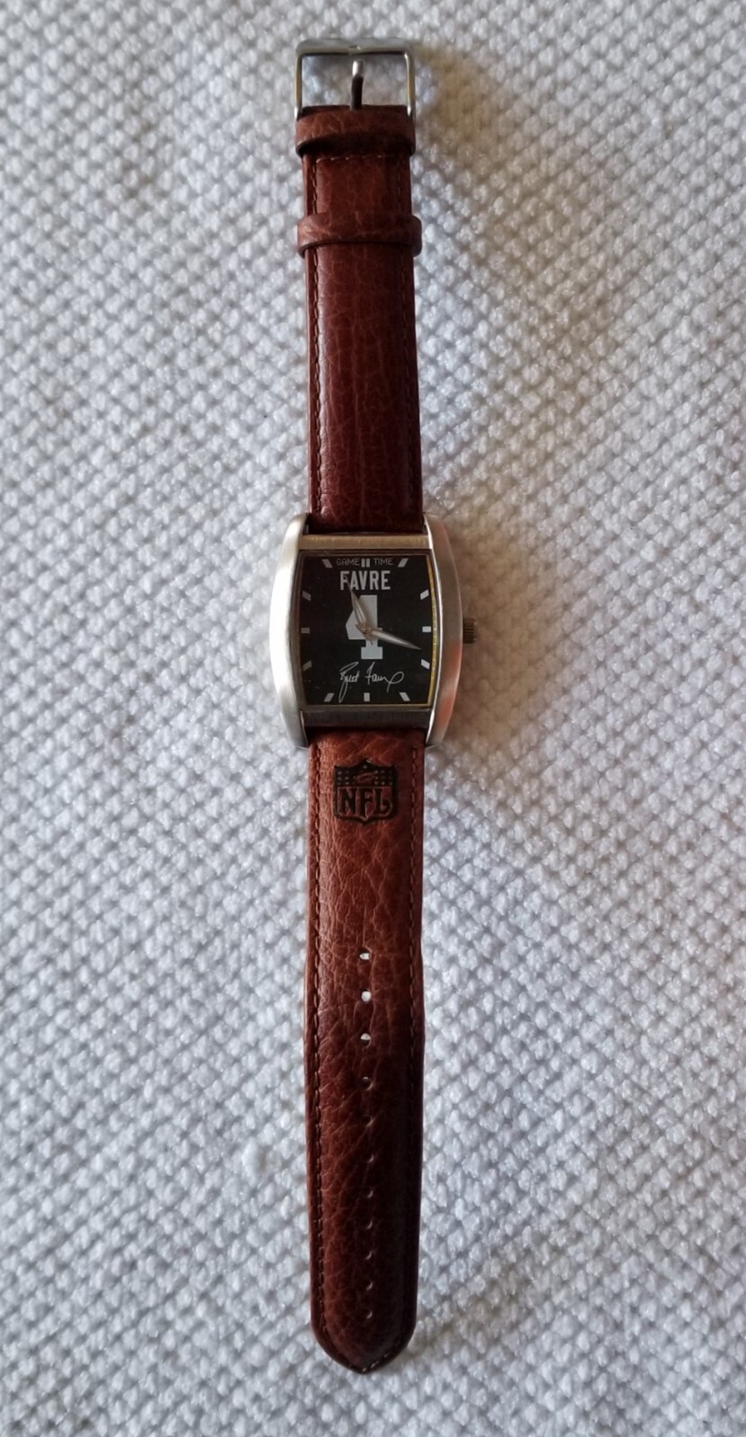 NIB Game Time Silver Tone Farve Watch Brown Leather Band 5.5″-8″ New Battery