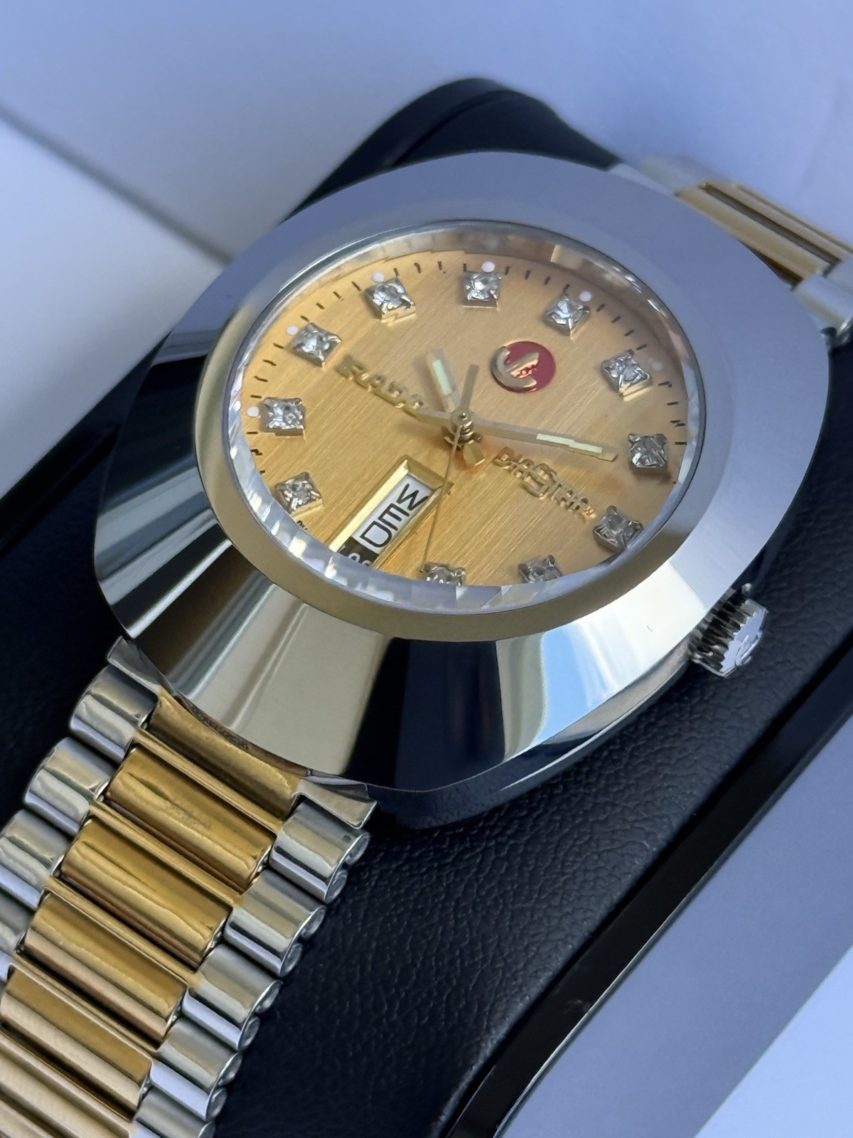 RADO DiaStar Automatic Men’s Watch Gold Dial Diamond Markers Two Tone Swiss Made