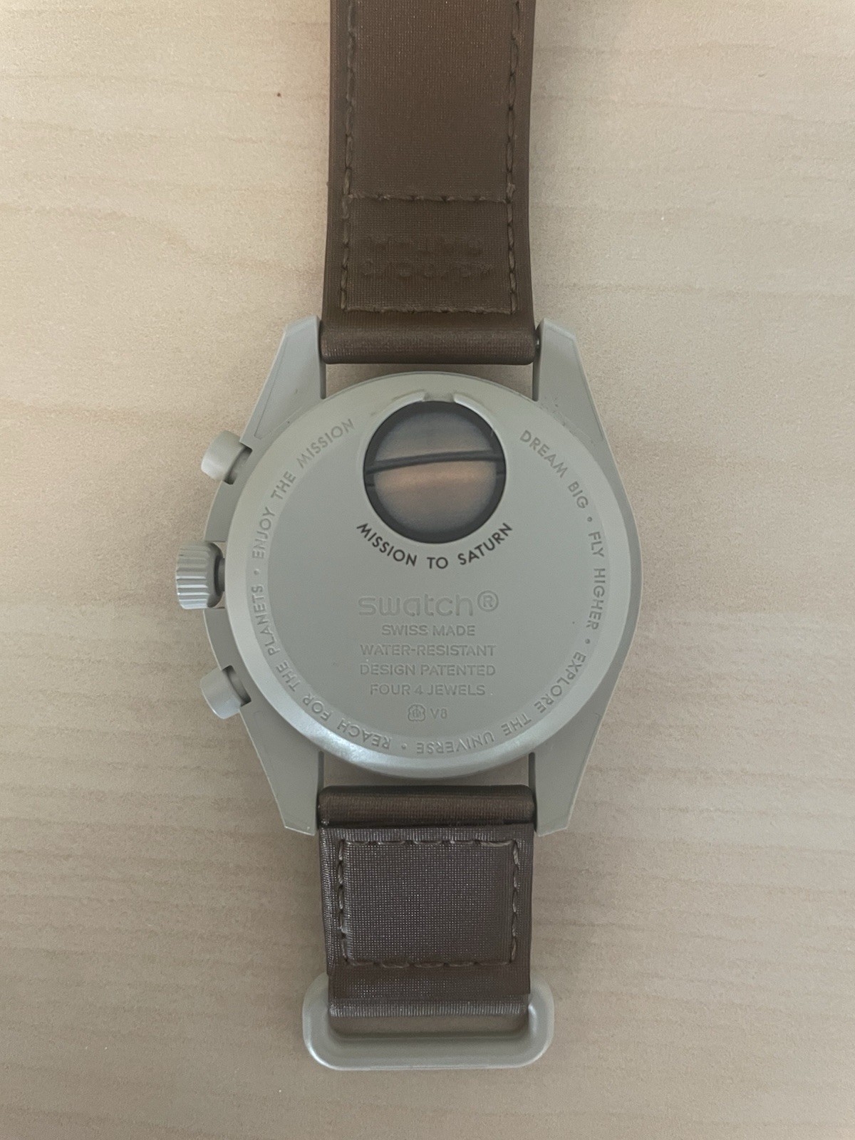 Swatch x Omega Bioceramic Moonswatch Mission To Saturn 42 mm Beige…