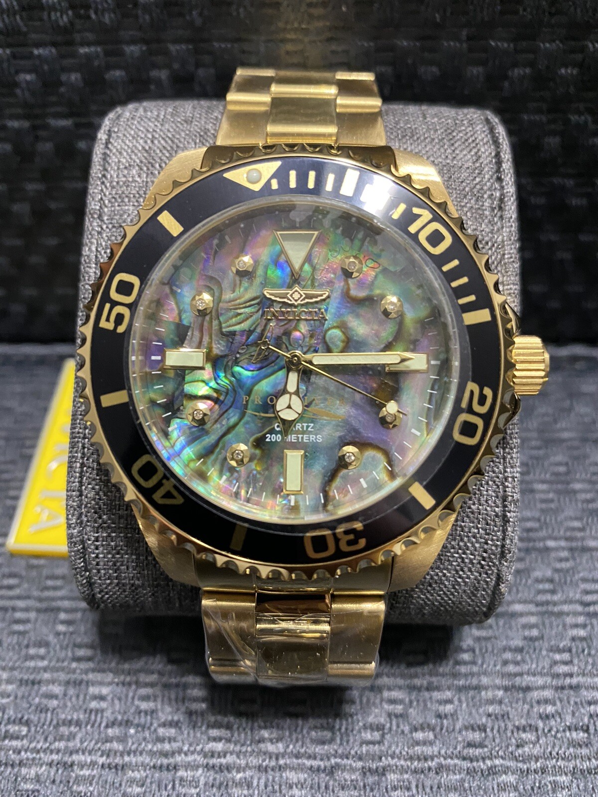 Invicta 47mm Pro Diver, Abalone W/Diamond Accents,Gold Tone Watch, Model #37403