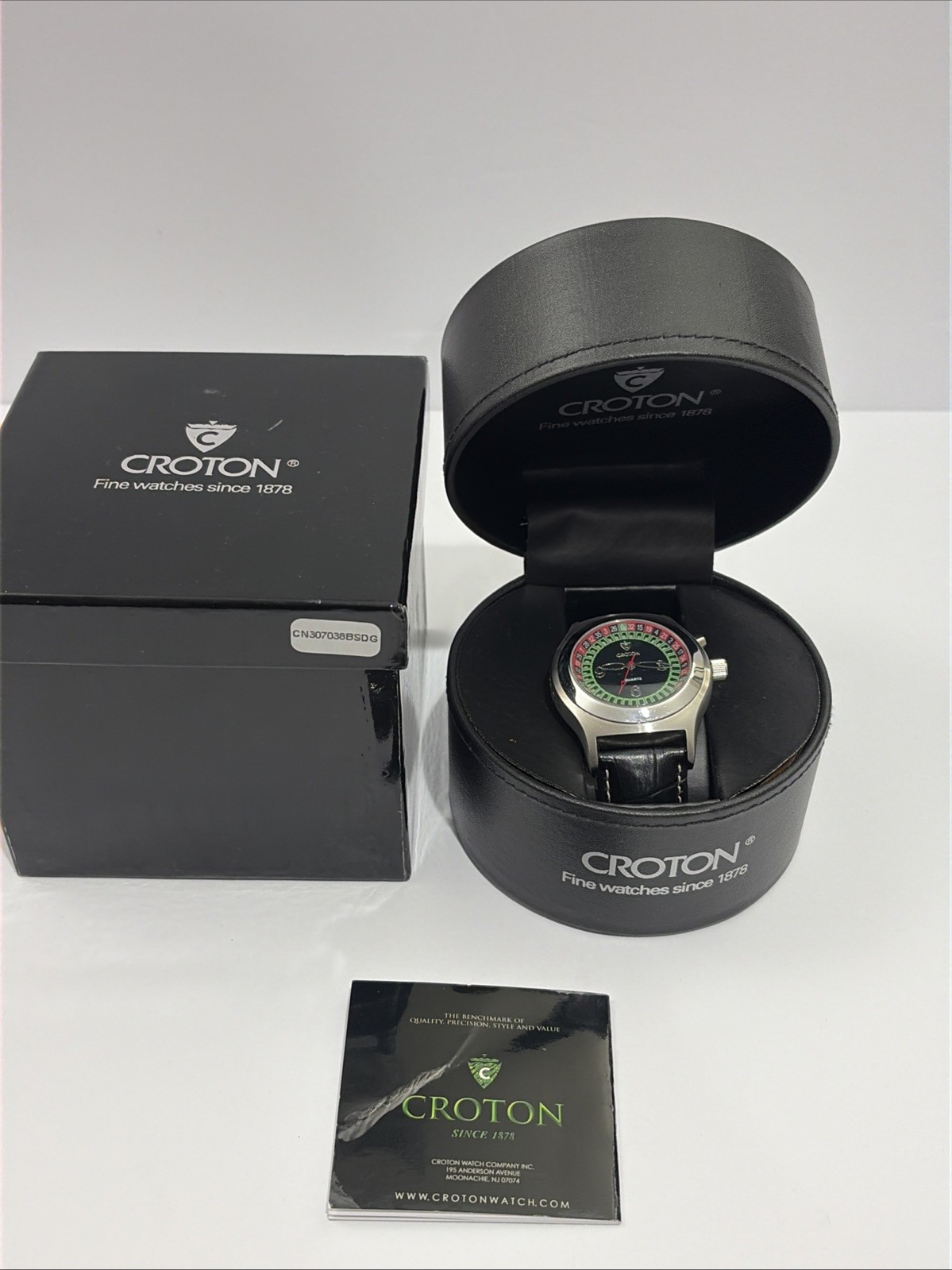 Croton Casino-ROULETTE Dial | 45mm Silvertone Case | Mens Watch W/ New Batteries