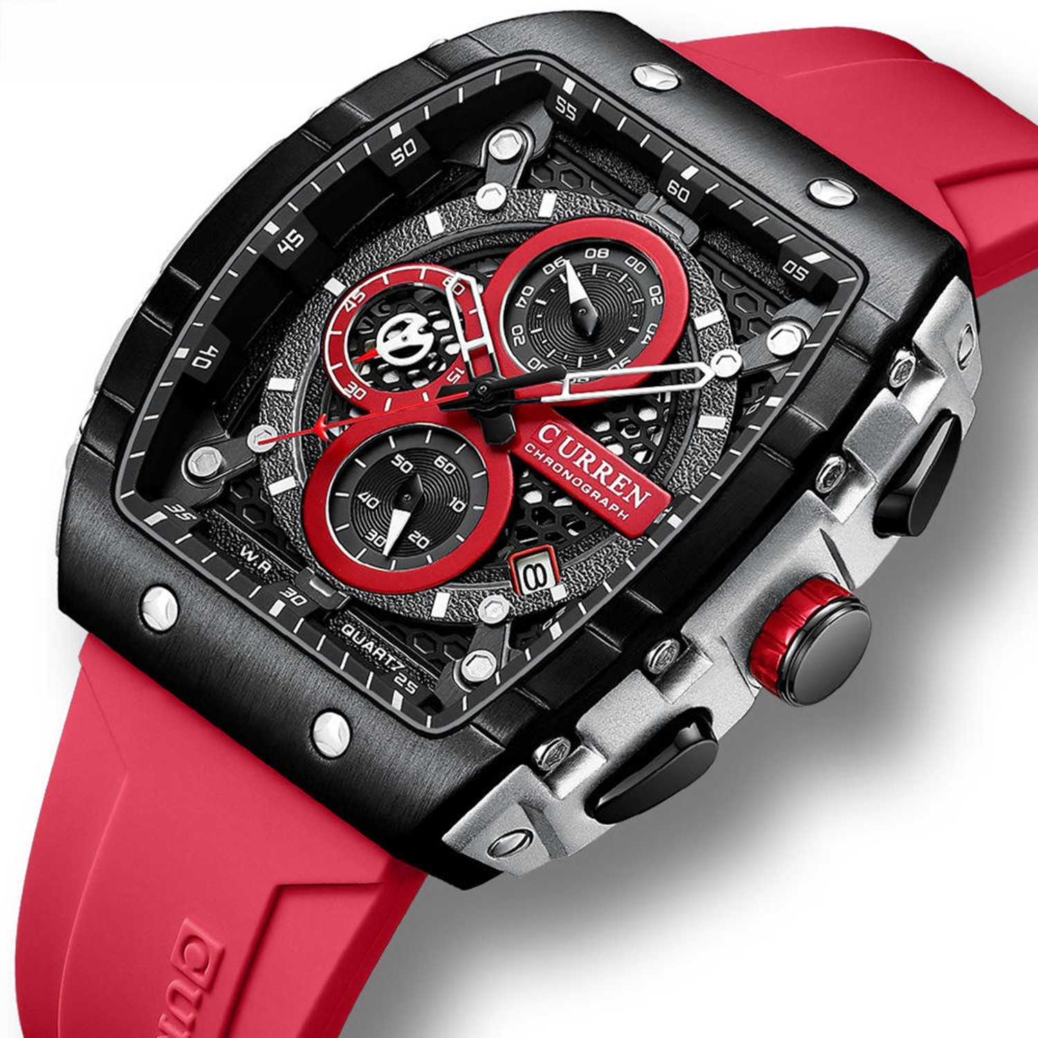 Curren Quartz Chronograph 3ATM Luminous Red Strap Men’s Watch