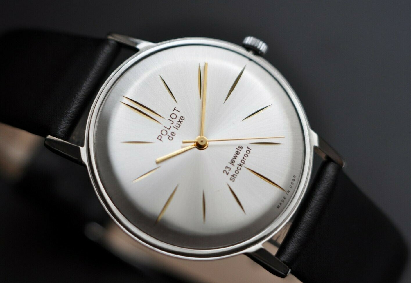 NOS! Poljot De Luxe Extra SLIM Watch Men’s Vintage Case Stainless Steel R