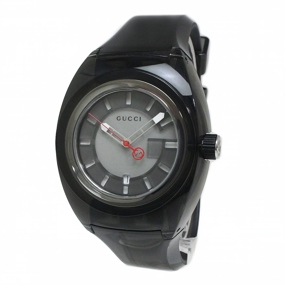 GUCCI Sync XXL Quartz Watch Rubber Black Gray YA137111